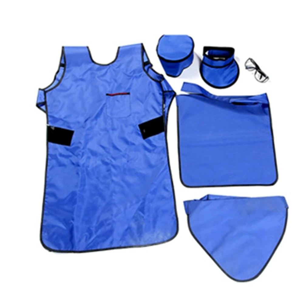 Delantal de Plomo Chaleco para Adultos, Traje Resistente a la radiación de Rayos X, Traje de Plomo, Juego de 6 Piezas, tamaño Ajustable, Impermeable y antiestático (Color : Blue, Size : 0.35mmPb)