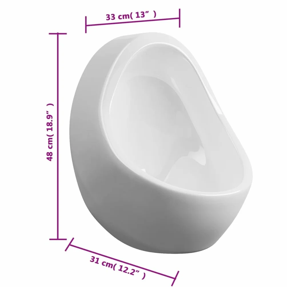 vidaXL Urinario Porcelana Montaje Pared Masculino Válvula Sifón Descarga Tubo Desagüe Conjunto Inodoro Cerámica Blanco