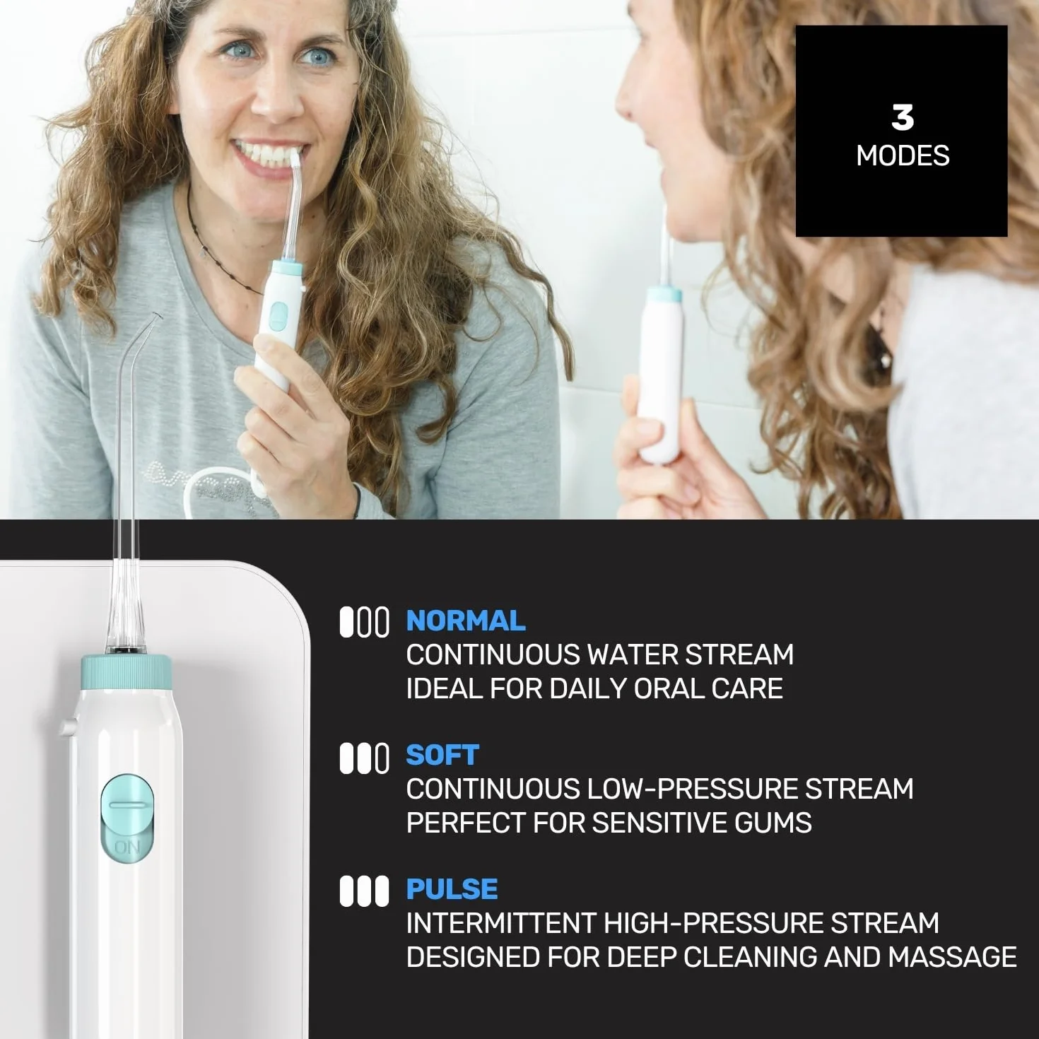 Taurus Irrigador Bucal Hydra Smile 20W 600ml 10 Presiones 3 Modos 7 Boquillas 1200-1700 Pulsos/min Control Táctil Auto Off