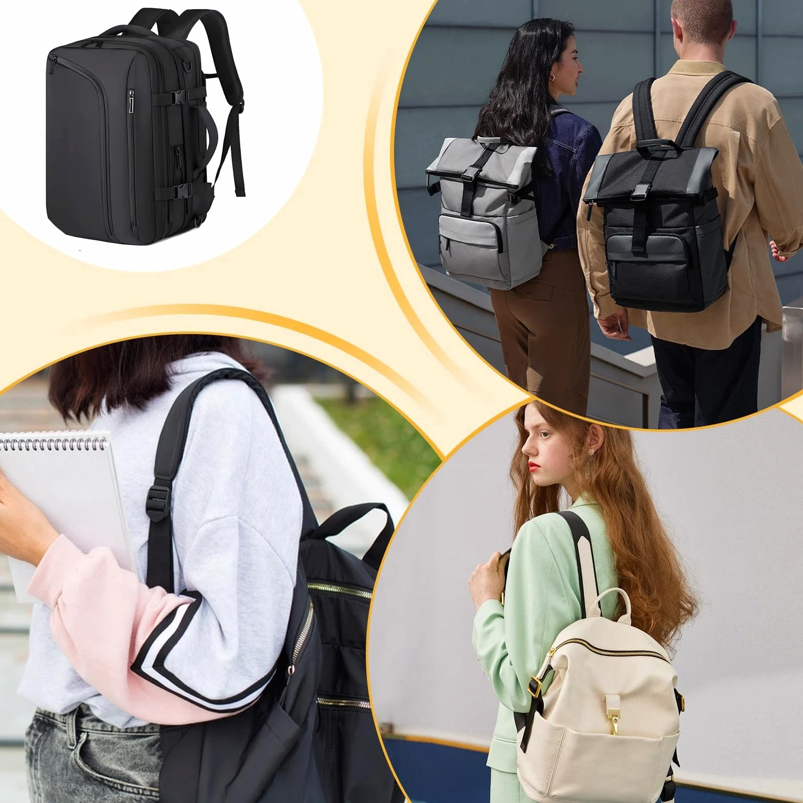 Mochila de Viaje con Compresión Al Vacío Bolsas de Almacenamiento al Vacío | Equipaje De Cabina Ligero Para Avion, Organizacion De Ropa En Viajes Largos, Maleta De Negocios Y Ahorrador De
