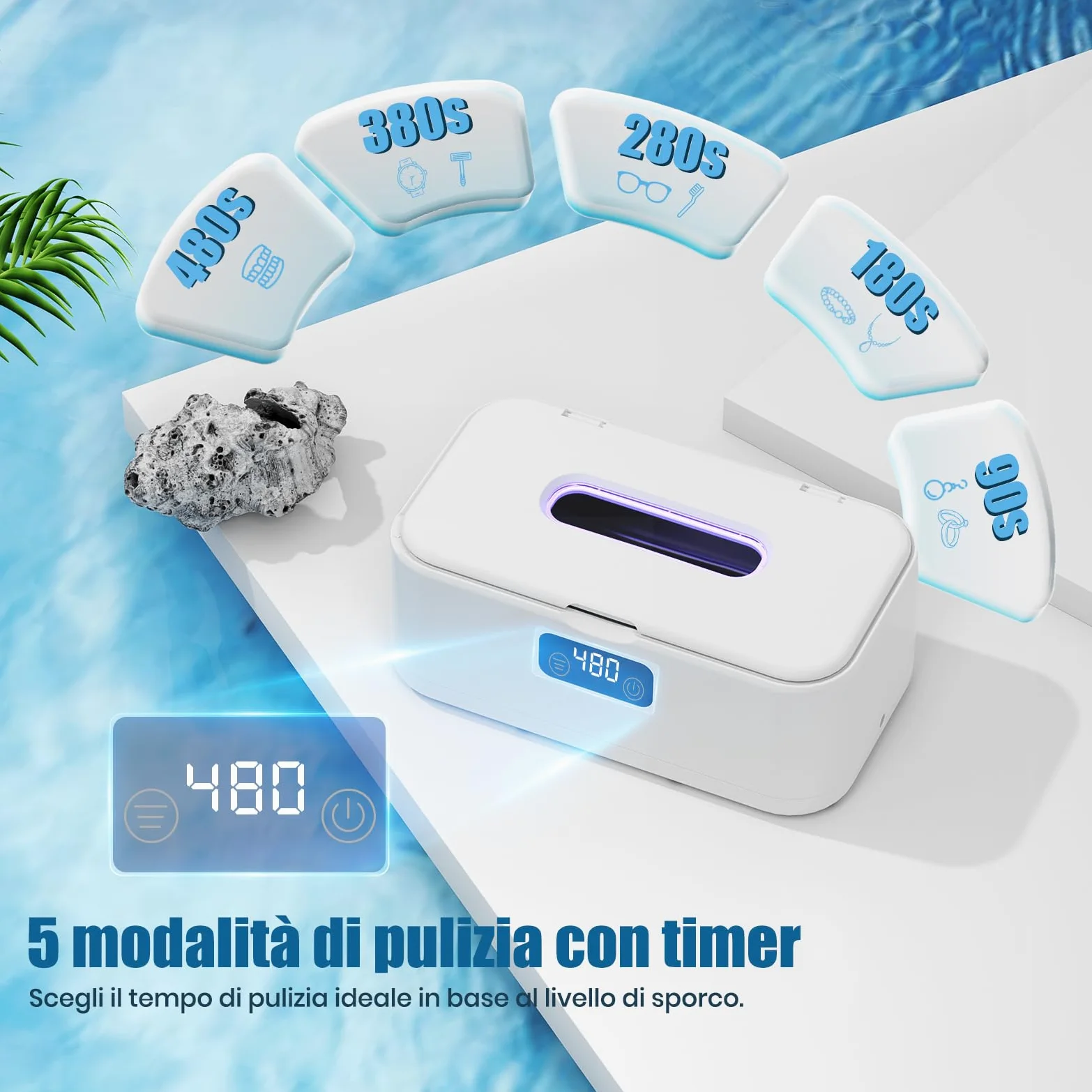 Limpiador Ultrasonidos, 49 kHz UV Limpiador por Ultrasonidos Profesional | 800 ml, 5 Funciones de Temporizador, Pantalla Digital, para Joyas, Gafas, Relojes, Dentaduras y Anillos