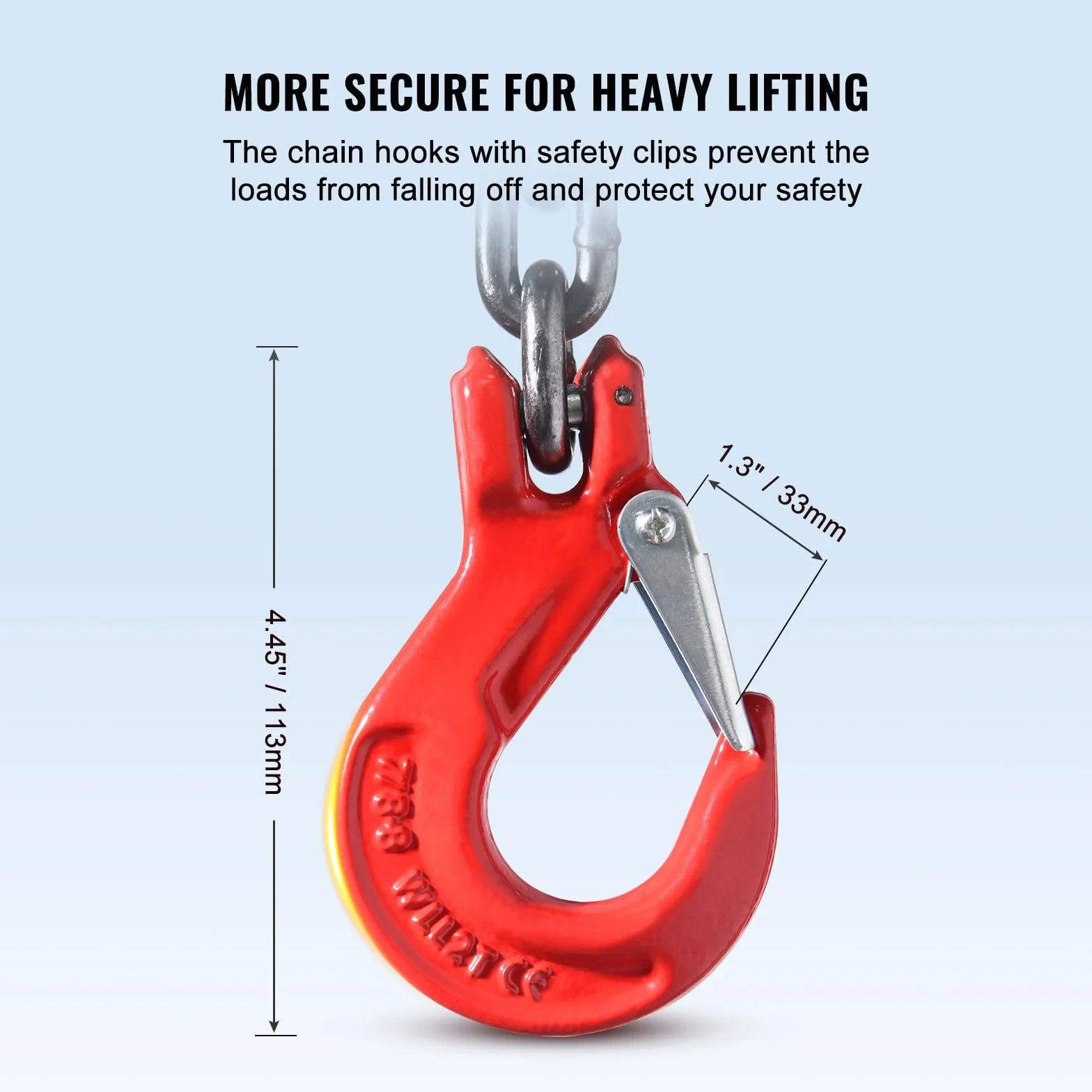 VEVOR Eslinga de Cadena de Elevación 2 Cadenas 8mm x 180cm 2993 kg G80