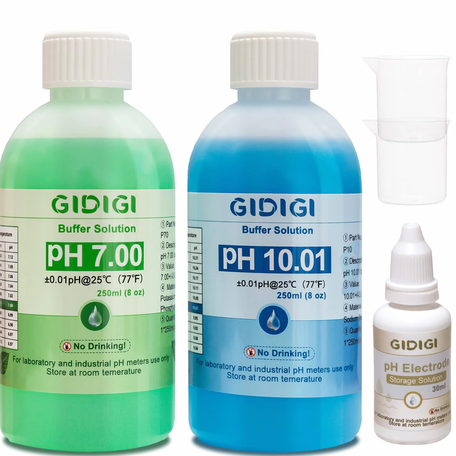 Kit de solución de calibración de medidor de pH, pH 7,00, 10,01 y solución de protección de electrodo
