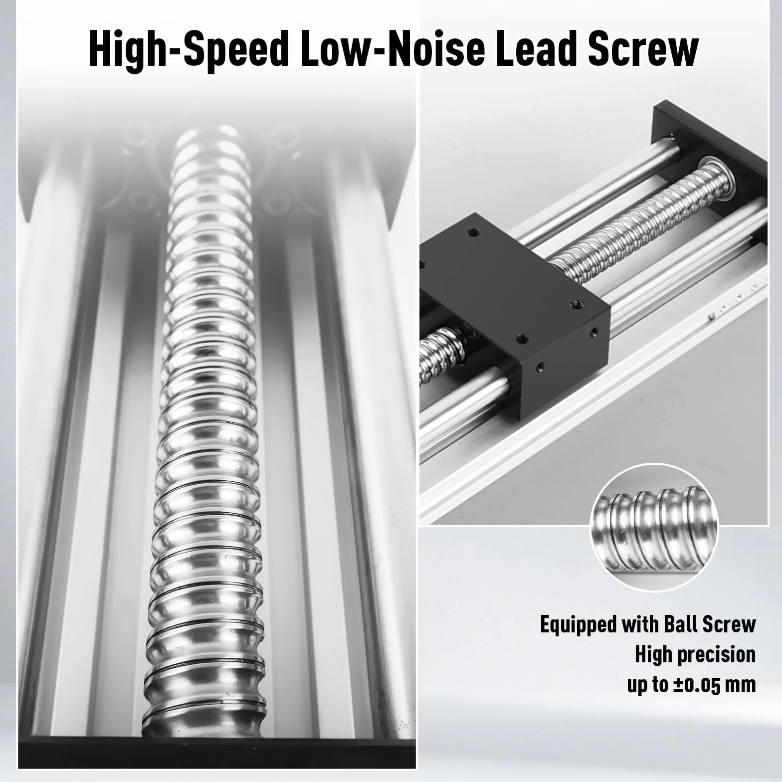 Guía Lineal con Volante 200 mm Husillo de Bolas ±0,05 mm Doble Rail CNC Mesa Lineal X-Y-Z