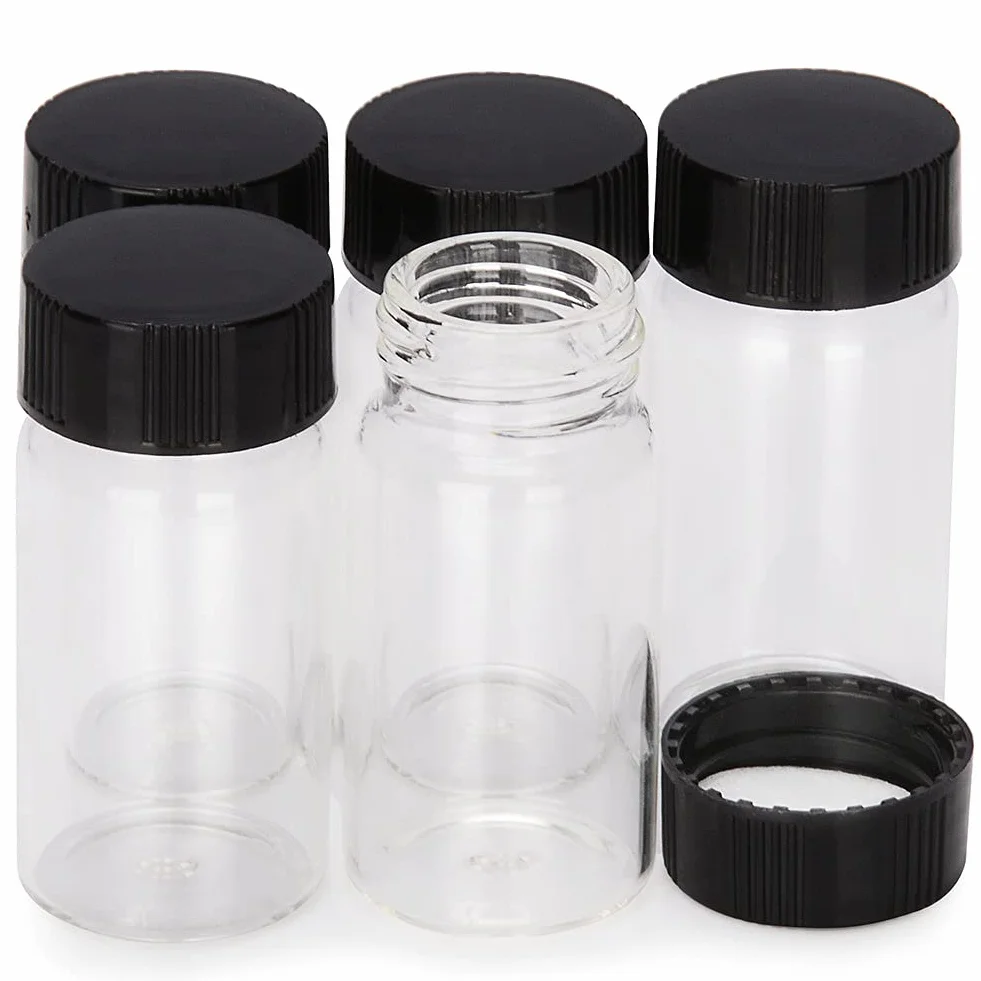 Labasics Viales Muestra de Vidrio Transparente con Tapa de Rosca, 20 ml, Paquete de 20
