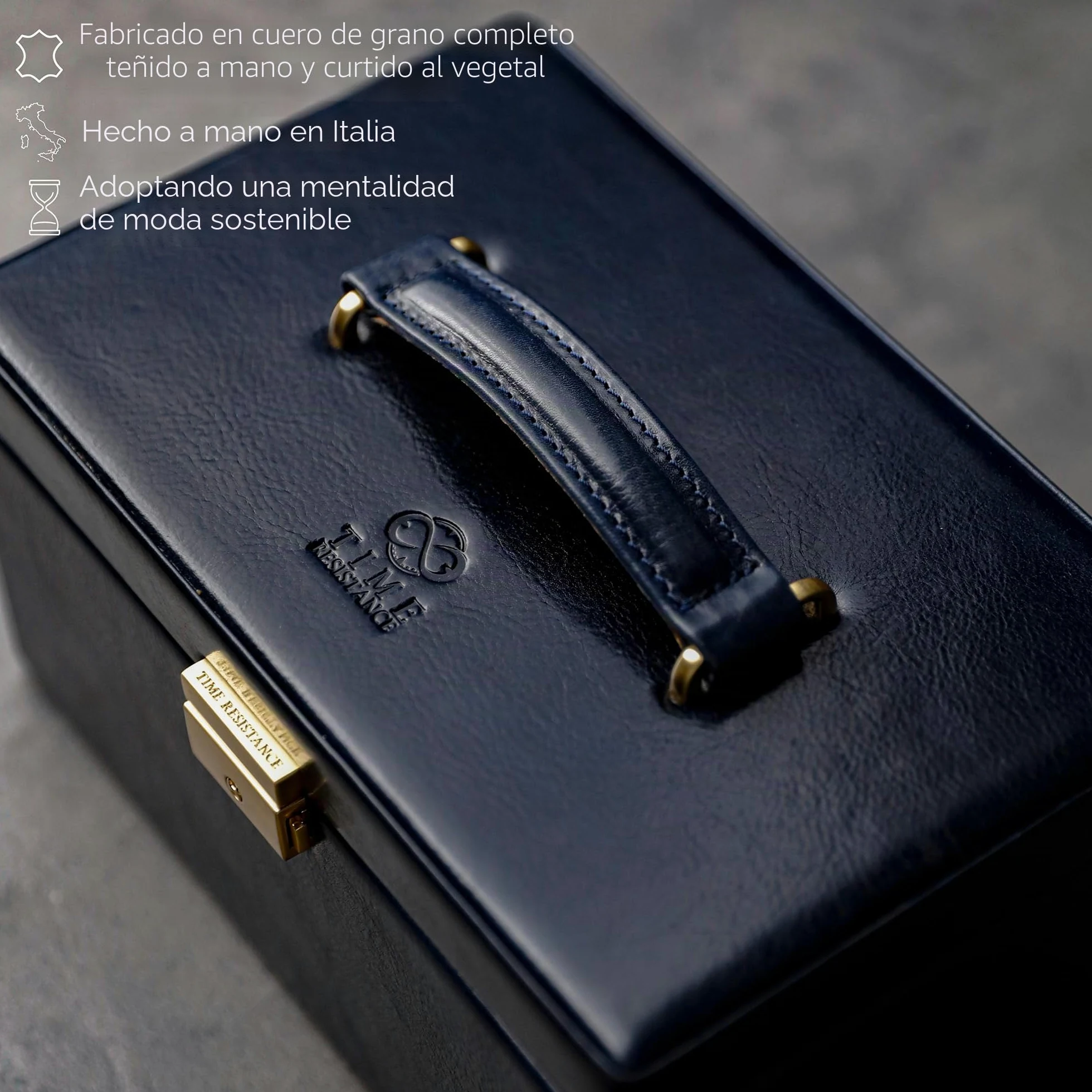 Time Resistance Joyero de Cuero para Mujer y Hombre - Organizador de Joyería Ideal para Pendientes, Collares y Anillos - Hecho a Mano en Italia con Cuero Auténtico de Vachetta