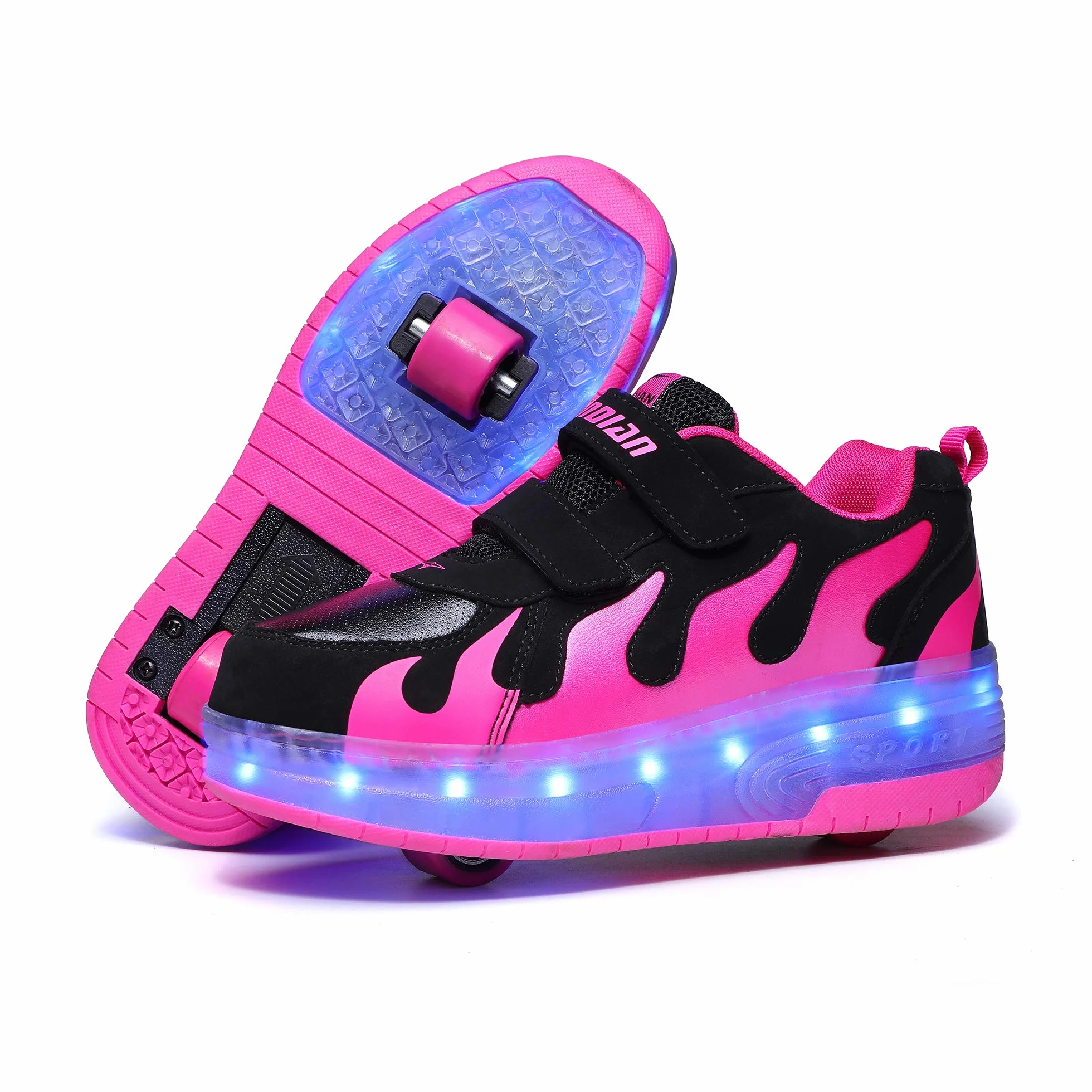 Axcer LED Skateboarding Zapatos con Ruedas Dobles para Niños Niña Calzado Deportes Exterior