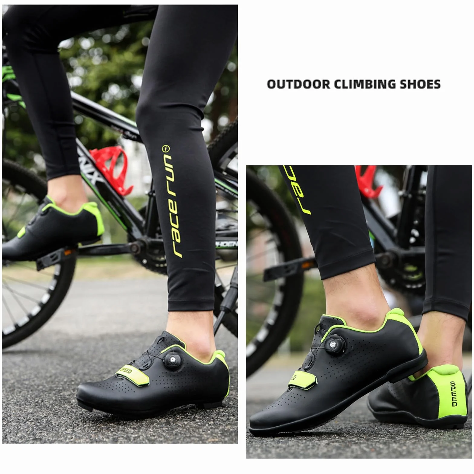Zapatillas De Ciclismo, Zapatillas De Bicicleta De Montaña Y Carretera con Suela De Goma, Zapatillas De Bicicleta Sin Bloqueo con Sistema De Cordones De Rotación Rápida