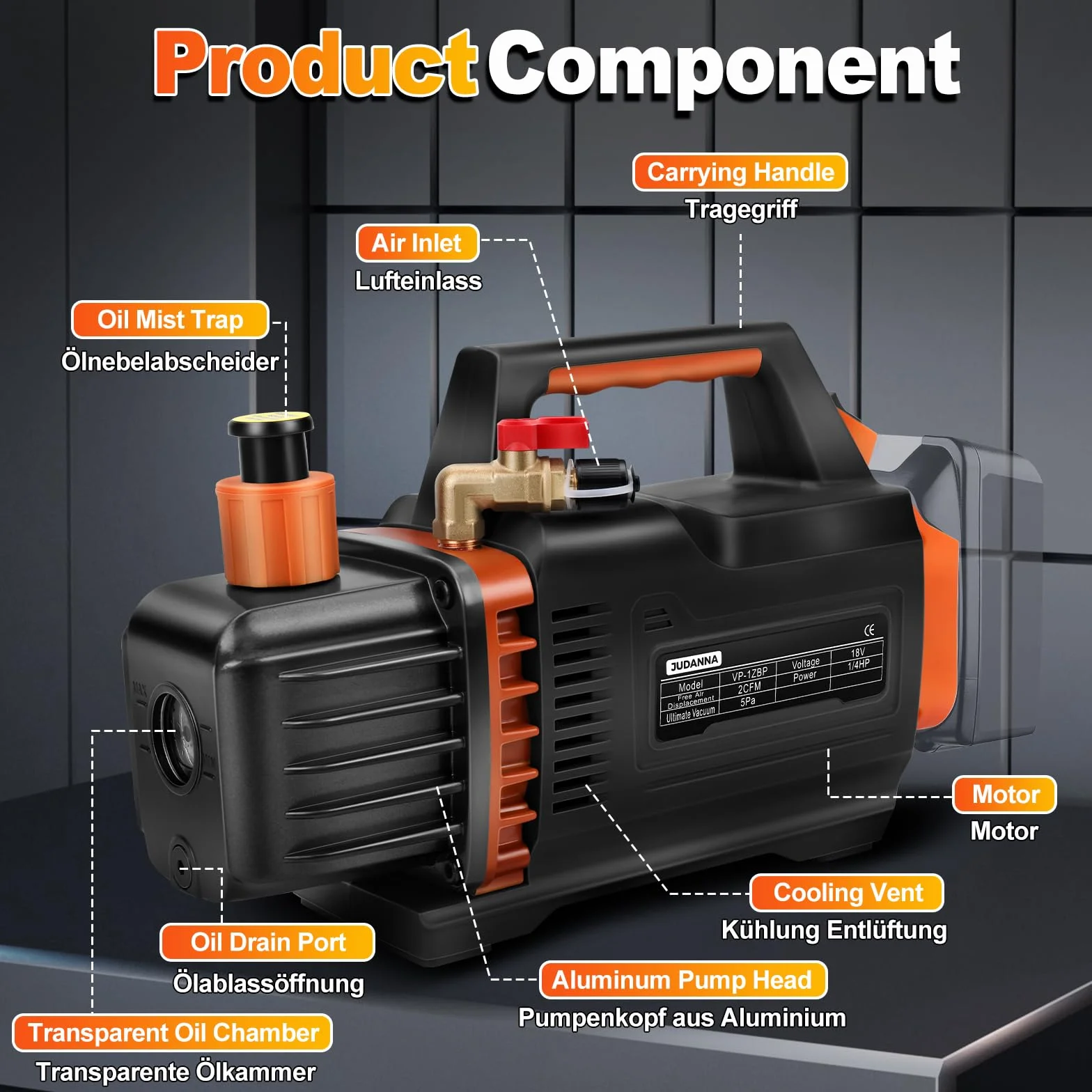 Makita Bomba de Vacío 18 V 150 W 2 CFM 1/4 HP para Aire Acondicionado