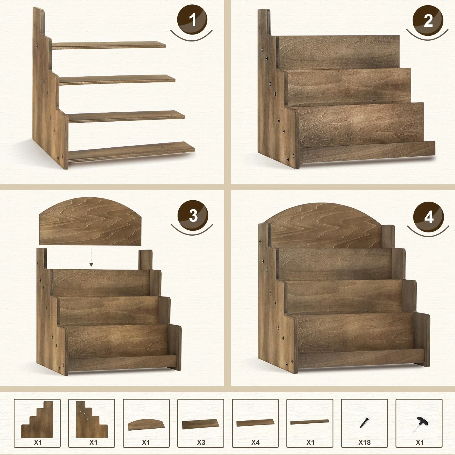 Expositor de postales de madera marrón para tiendas minoristas