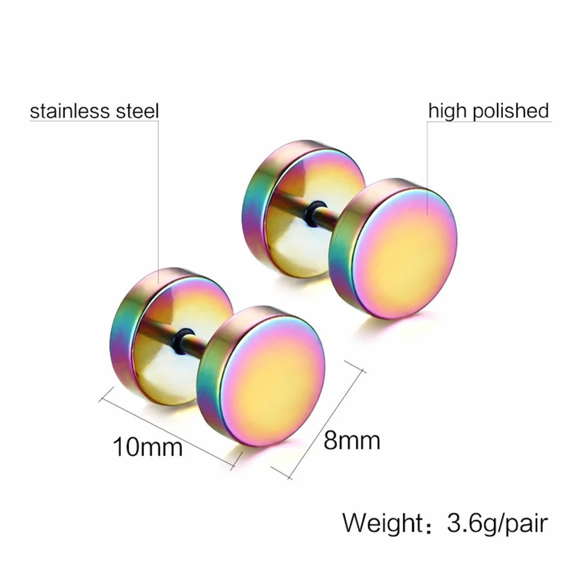 Tian Stainless Steel Mens Stud Pendientes Hoops Tunnel Earrings para mujeres Fakeplug Earrings Stainless Steel Womens Stud Pendientes Ear Piercing Plugs
