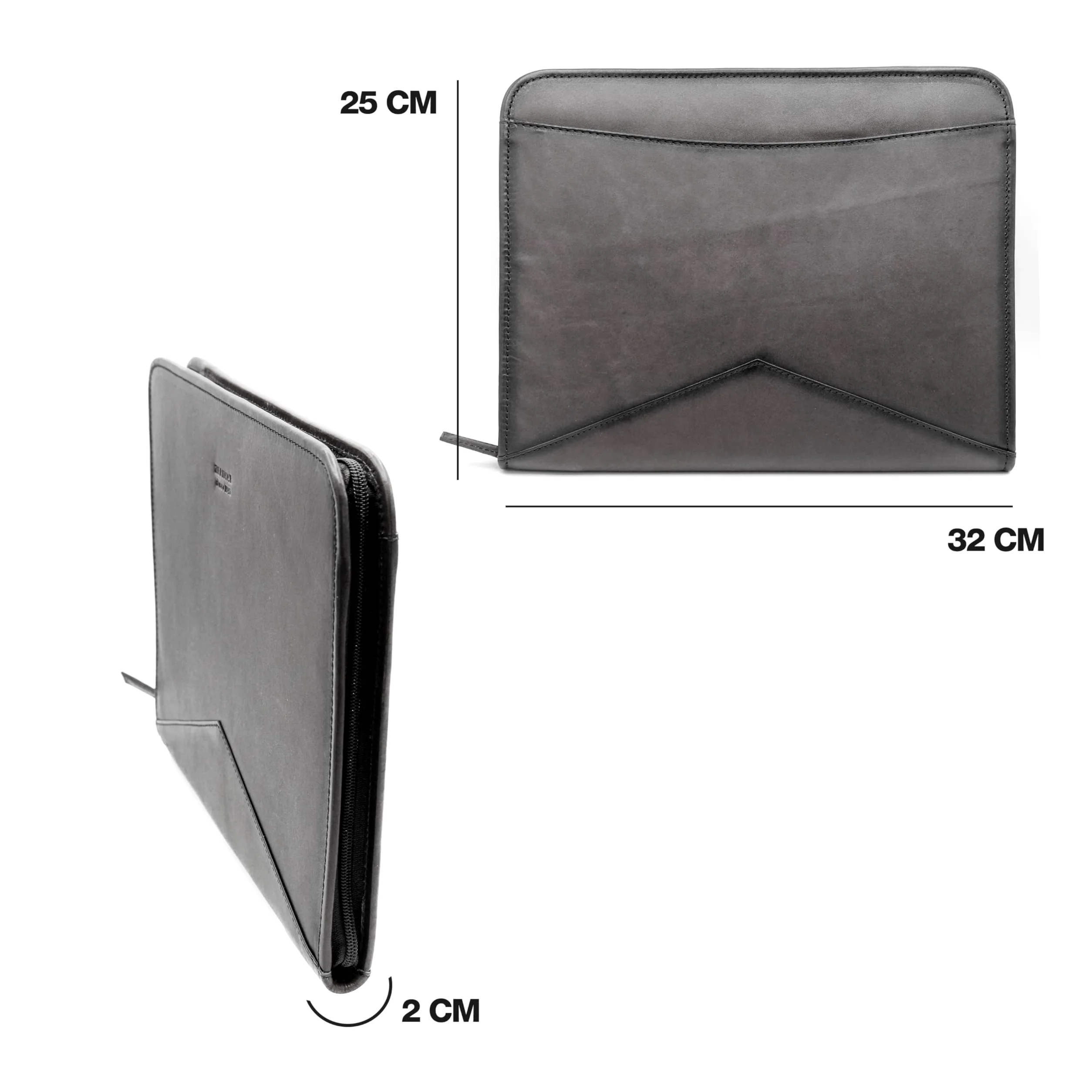 Zerimar – Funda de Portadocumentos Premium en Cuero Genuino – Tamaño 25x32x2