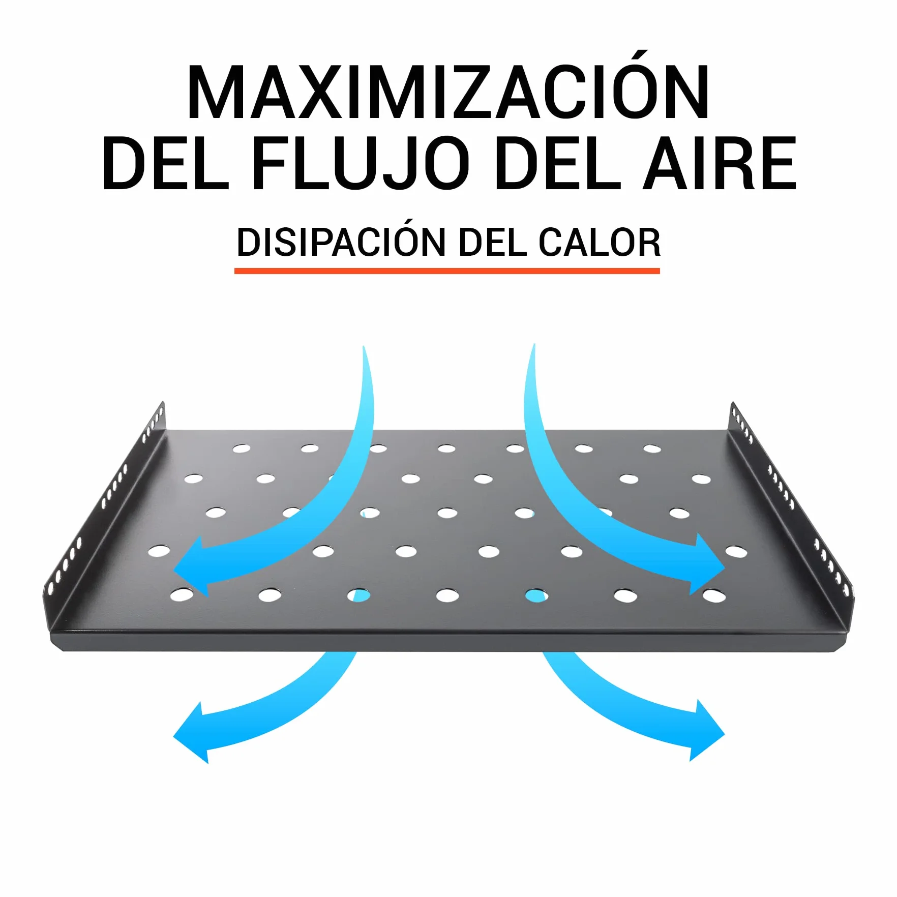 Aiten Bandeja Fija de Rejilla 1U 490 mm x 280 mm Acero Laminado 17 kg 19"