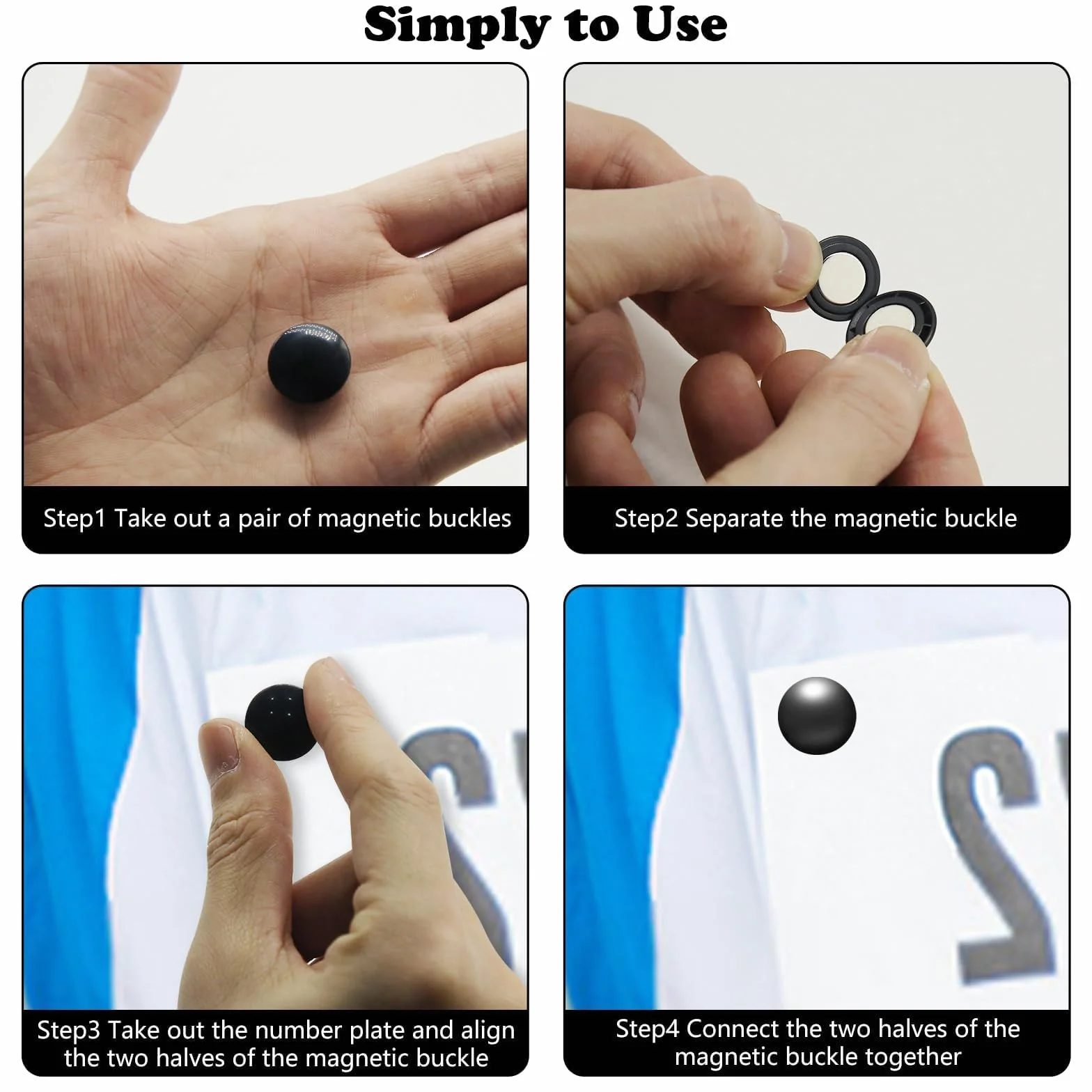 Clips magnéticos para dorsales de carrera, hebillas para número de maratón, 12 piezas, blanco, negro y rojo