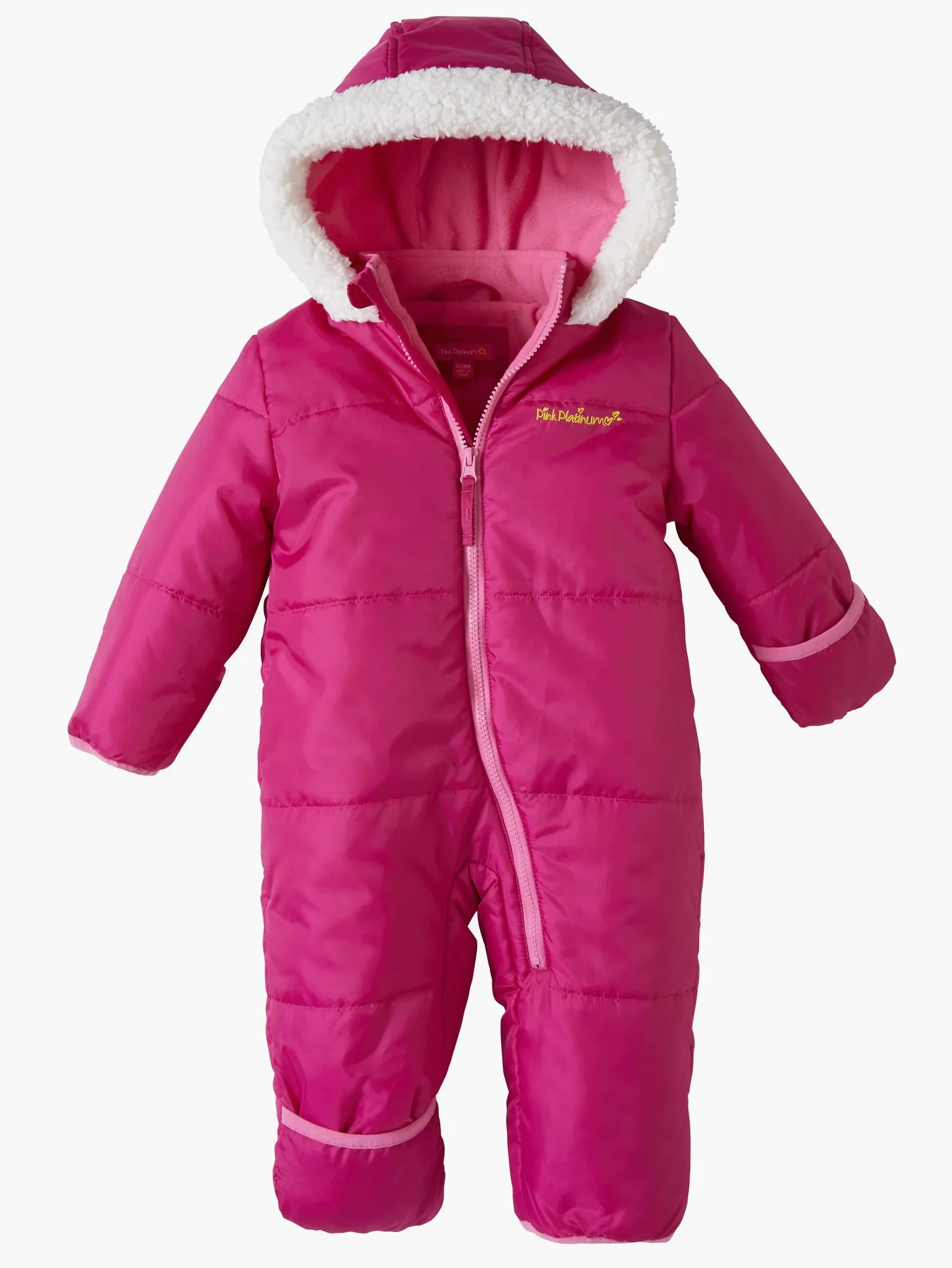 Rosa Platinum bebé niñas una pieza Cálido Invierno Puffer Snowsuit cochecito banderines rosa frutas del bosque 12 Meses