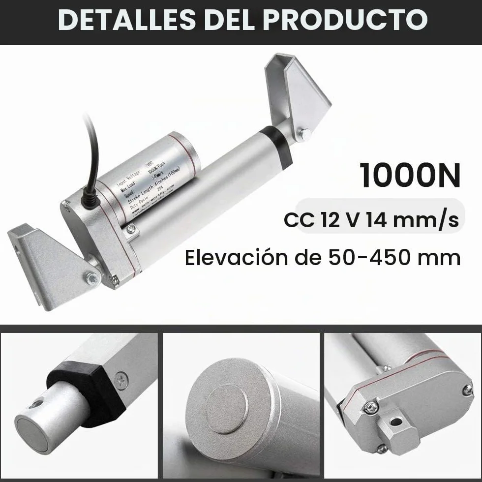 DCHOUSE Actuador lineal 1000N 50mm 12V CC para puertas electrónicas médicas