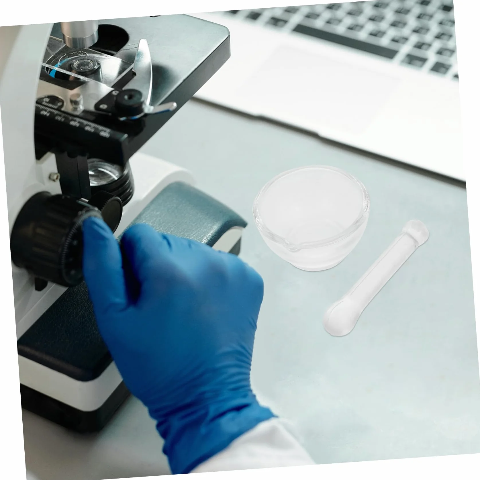 Mortero de Vidrio para Laboratorio con Cuenco y Moler Especias Cocina Profesional