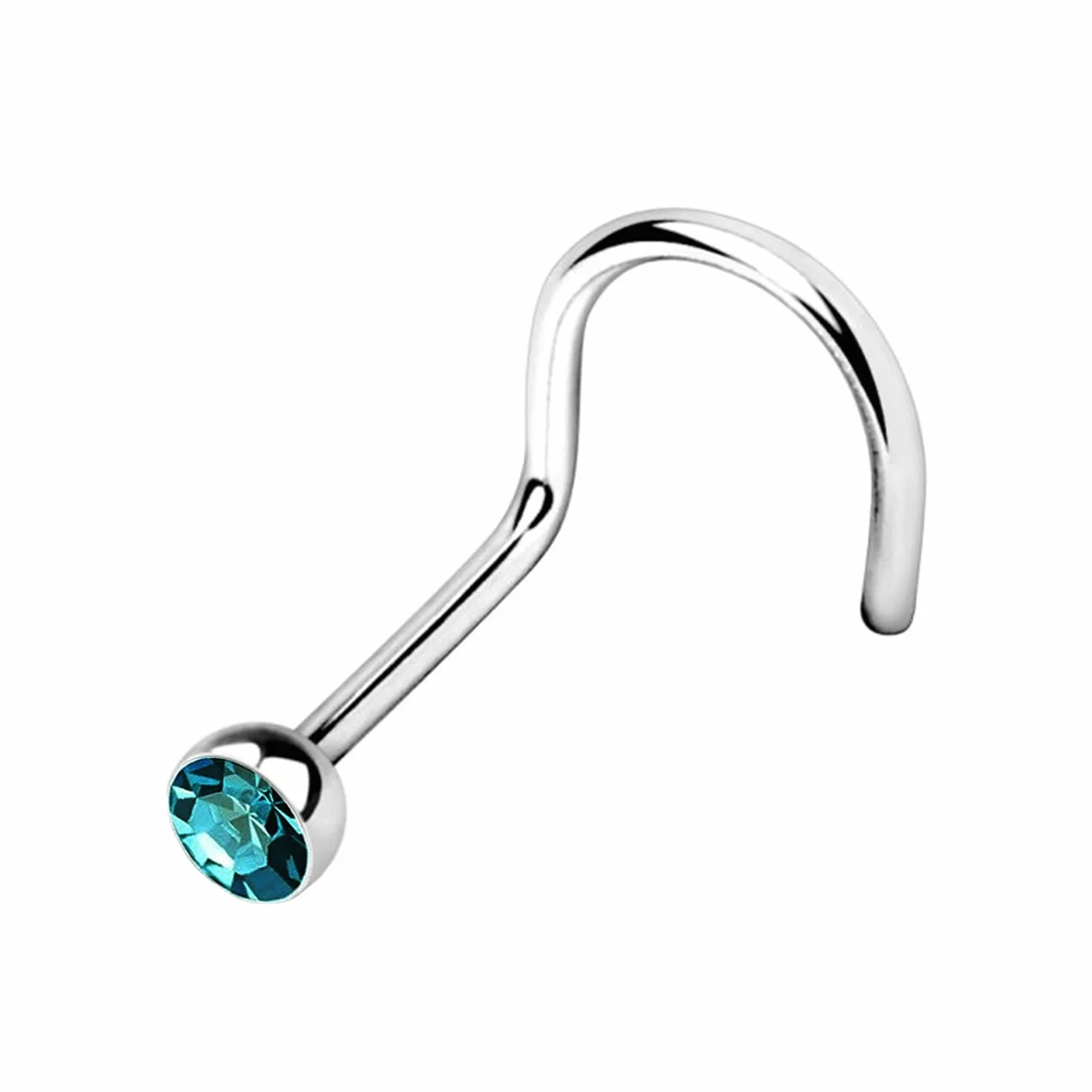 WARRIOR Piercing para la Nariz Espárrago para la Nariz Espárrago Curvo con Bola de Cristal checo Acero quirúrgico estéril 22G (0,8 mm) Longitud 6,5 mm x 2,5 mm PBS-002/PTB-002