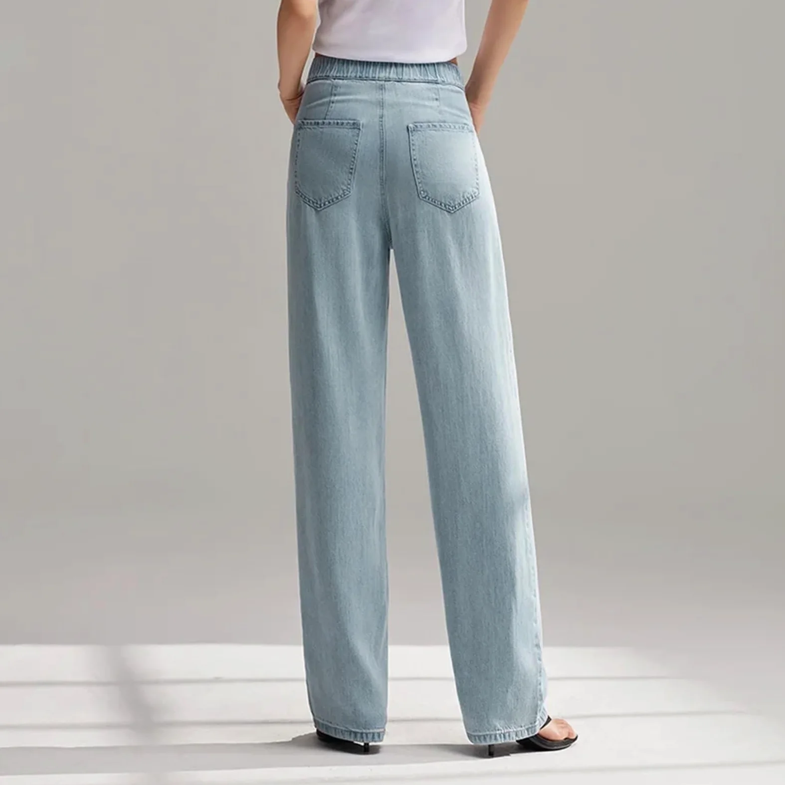 Pantaloni larghi Casual Pantalones Largos de Cintura elástica for Mujer, versión veraniega, Pantalones Anchos de sensación Fresca.