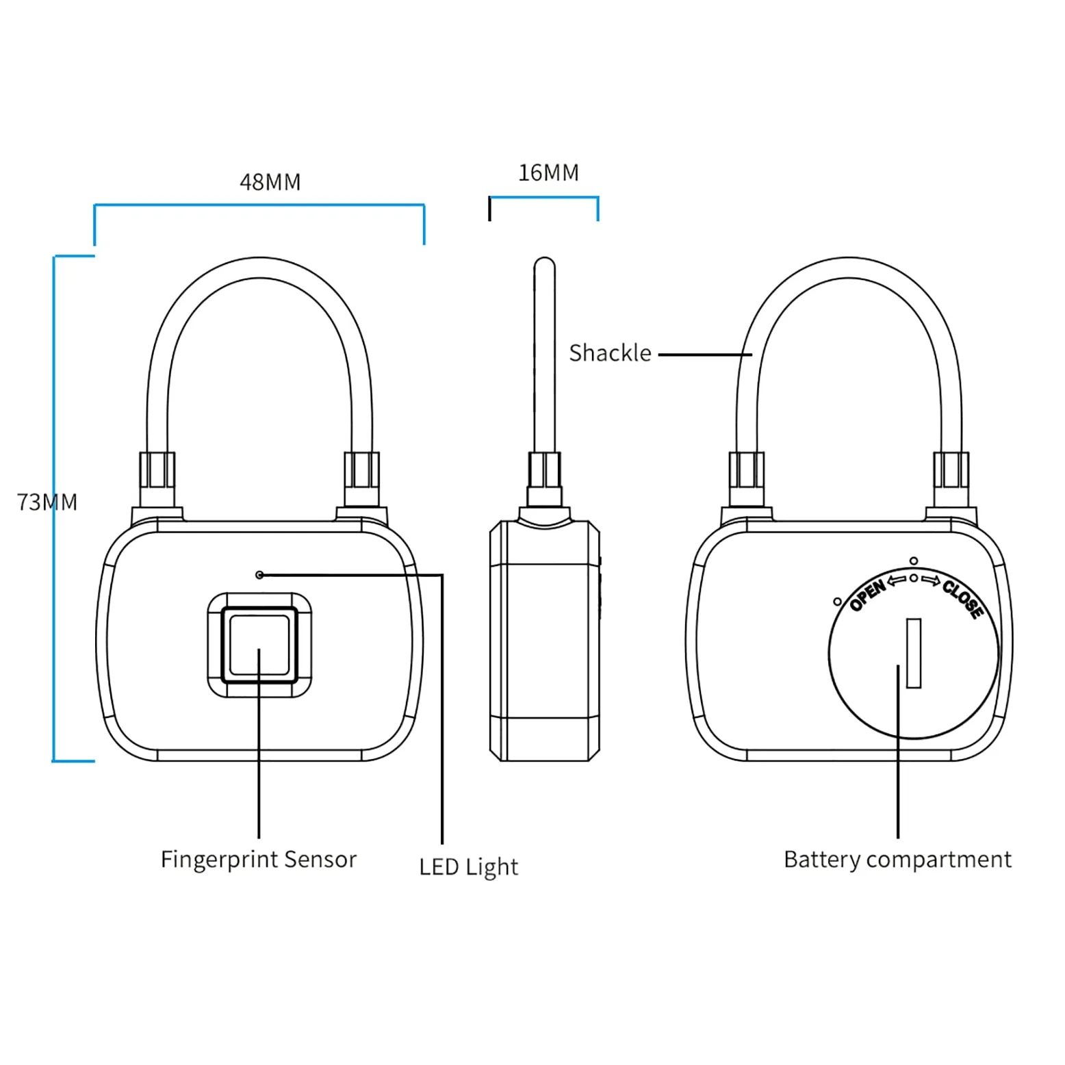 Candado Inteligente con Huella Dactilar Mochila de viaje Pequeño candado cuerda alambre huella dactilar electrónico inteligente para Seguridad