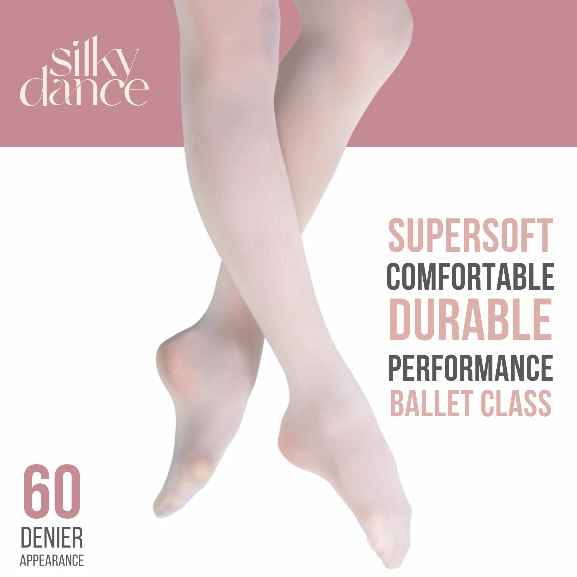 Medias de ballet 60 denier pie completo paquete múltiple rosa blanco negro bronceado bronceado claro