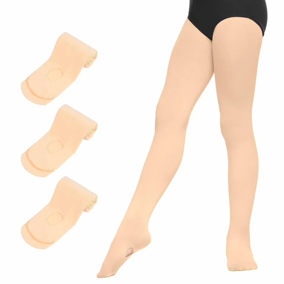 Medias de Ballet Convertibles para Niña 90D 3Pcs Rosa Carne