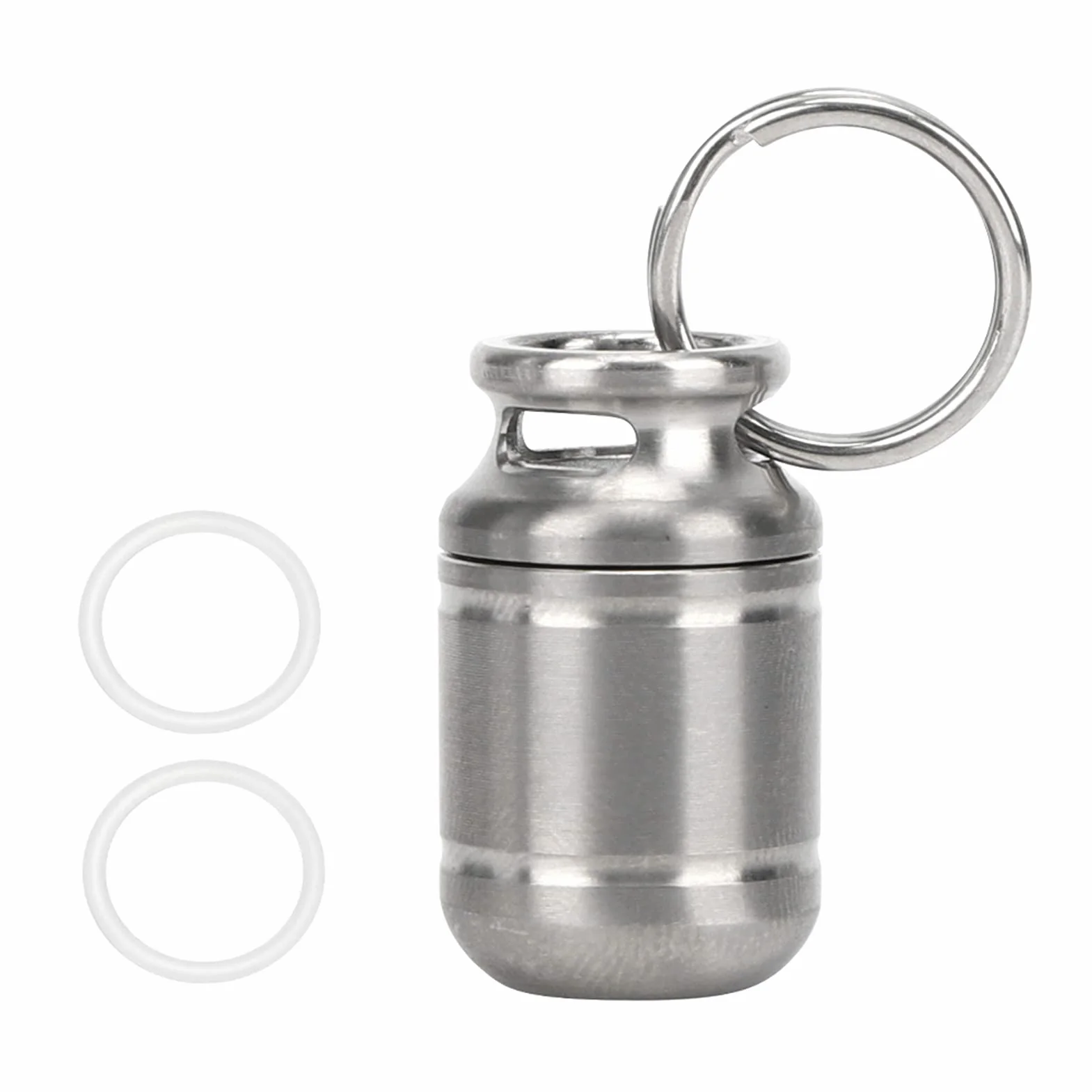 Mini Botella de Almacenamiento de Píldoras Impermeable con Soporte de Aleación de Ti Portátil