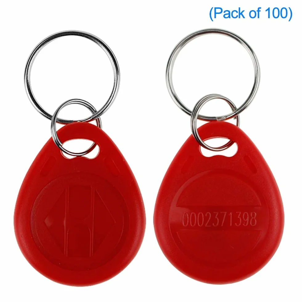 LIBO Tarjeta Clave Inteligente ID 125KHz Control de Acceso RFID Proximidad EM4100 TK4100 Keyfobs Llaveros NFC (100, Rojo)