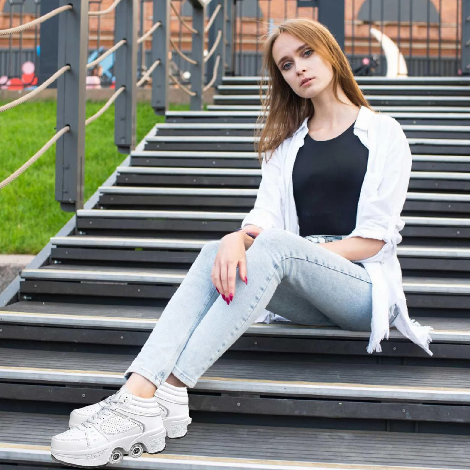 Zapatillas con Ruedas Niña, Zapato de Patín, Quad Patines para Niños