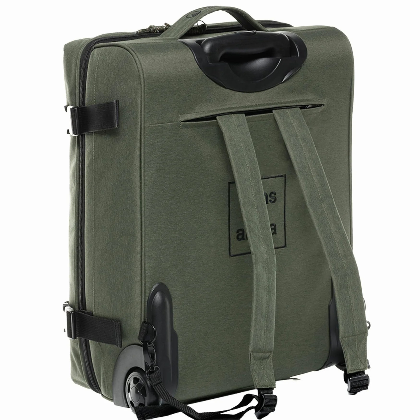 Mochila para mochileros con ruedas 3 en 1 – Maleta de mano Kane Hybrid Backpack-Boardgepäck con ruedas, 55 x 40 x 20 cm - impermeable reciclado PET, verde oliva, small, Carrito para tabla