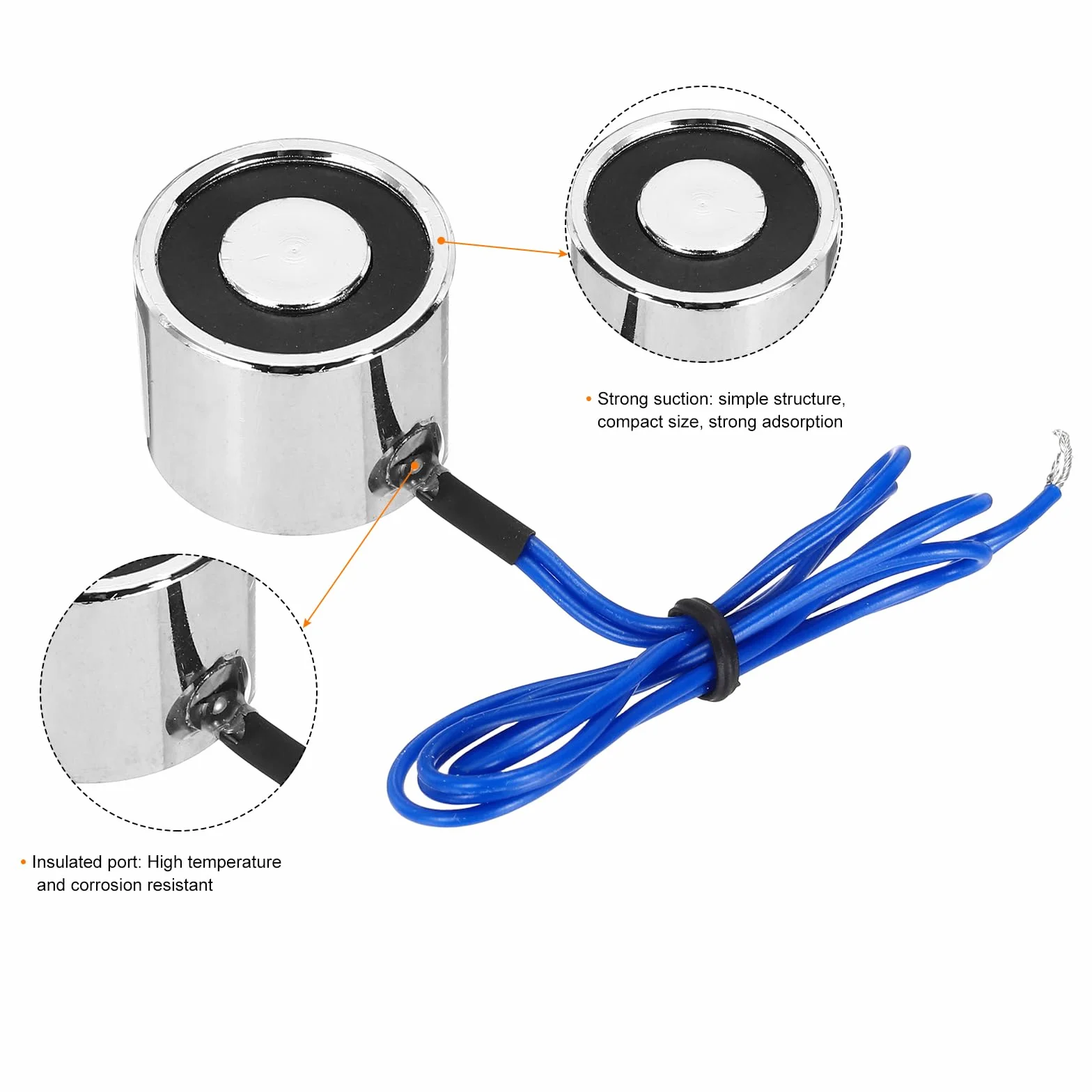 Electroimán Solenoide DC 12V 1.5W 17.6LB 8Kg Redondo 25x20mm