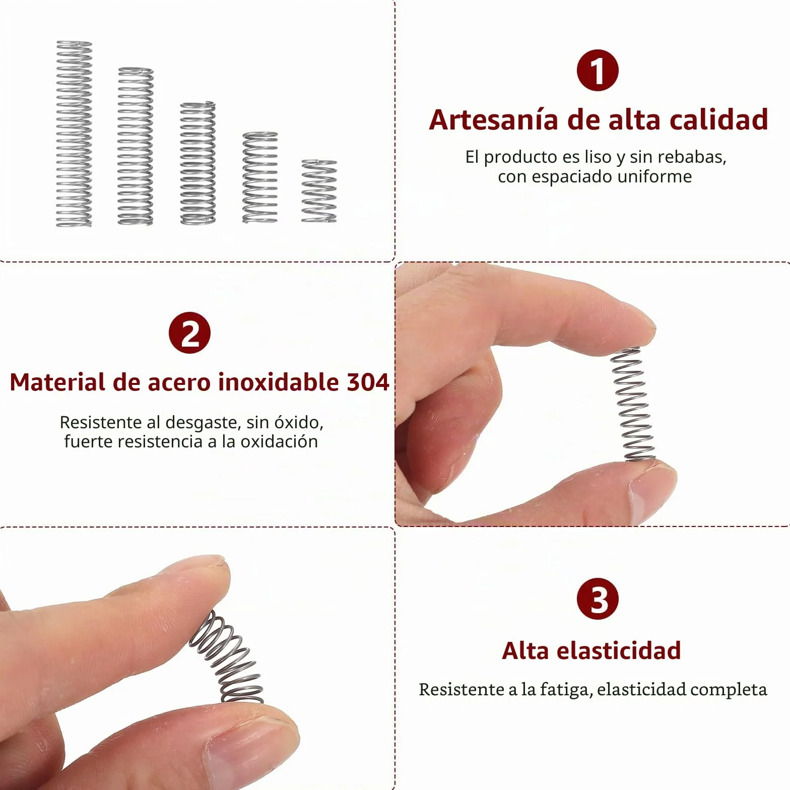 Resortes de Compresión Muelles de Acero Inoxidable 300 Piezas 23 Tamaños para Reparaciones de Dispositivos