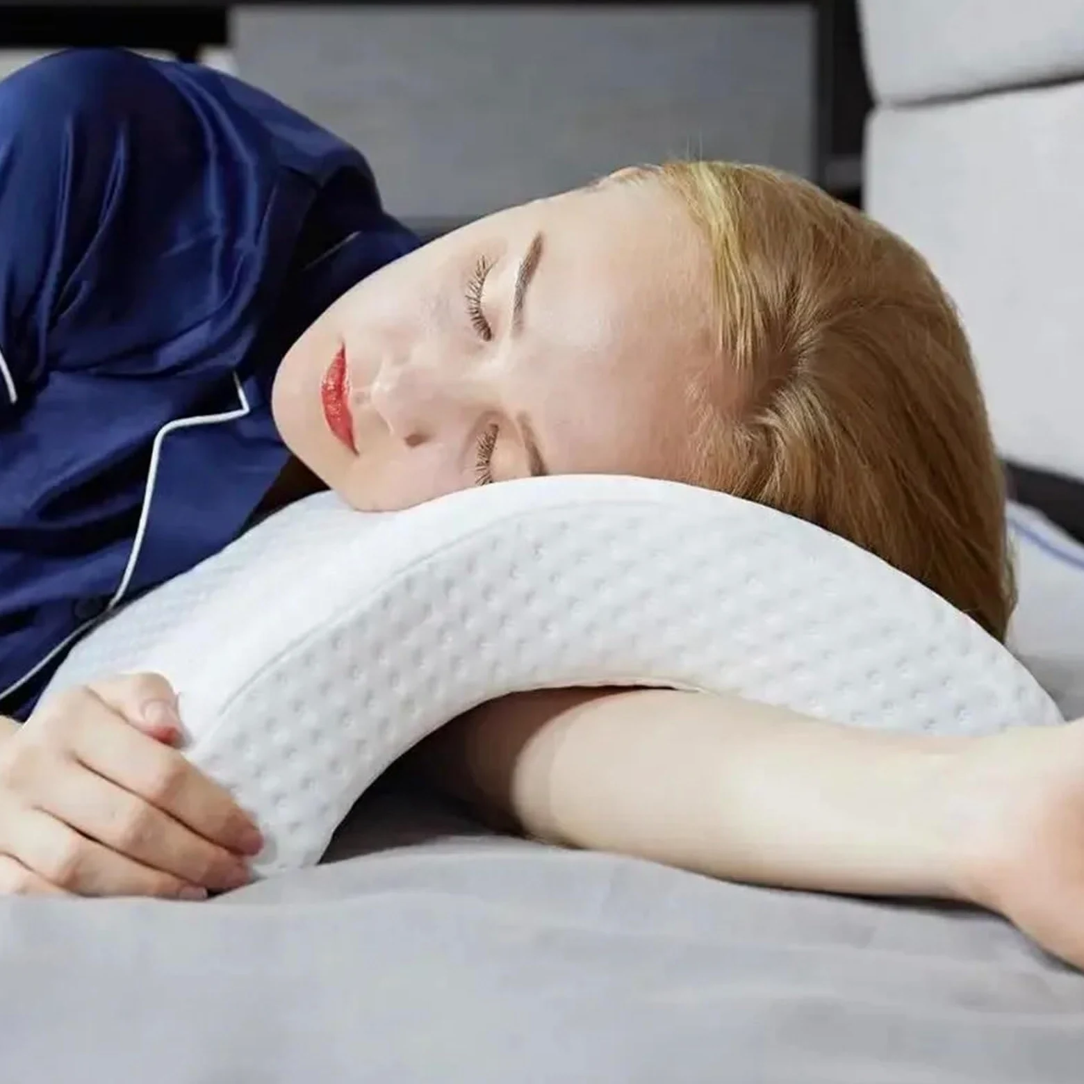 CCXXYGWJ Almohada de Espuma viscoelástica Almohada de Espuma viscoelástica Ortopédica Curvada en Forma de U para Dormir Memeory Productos Huecos para la Mano Traviesas Laterales de Viaje para el