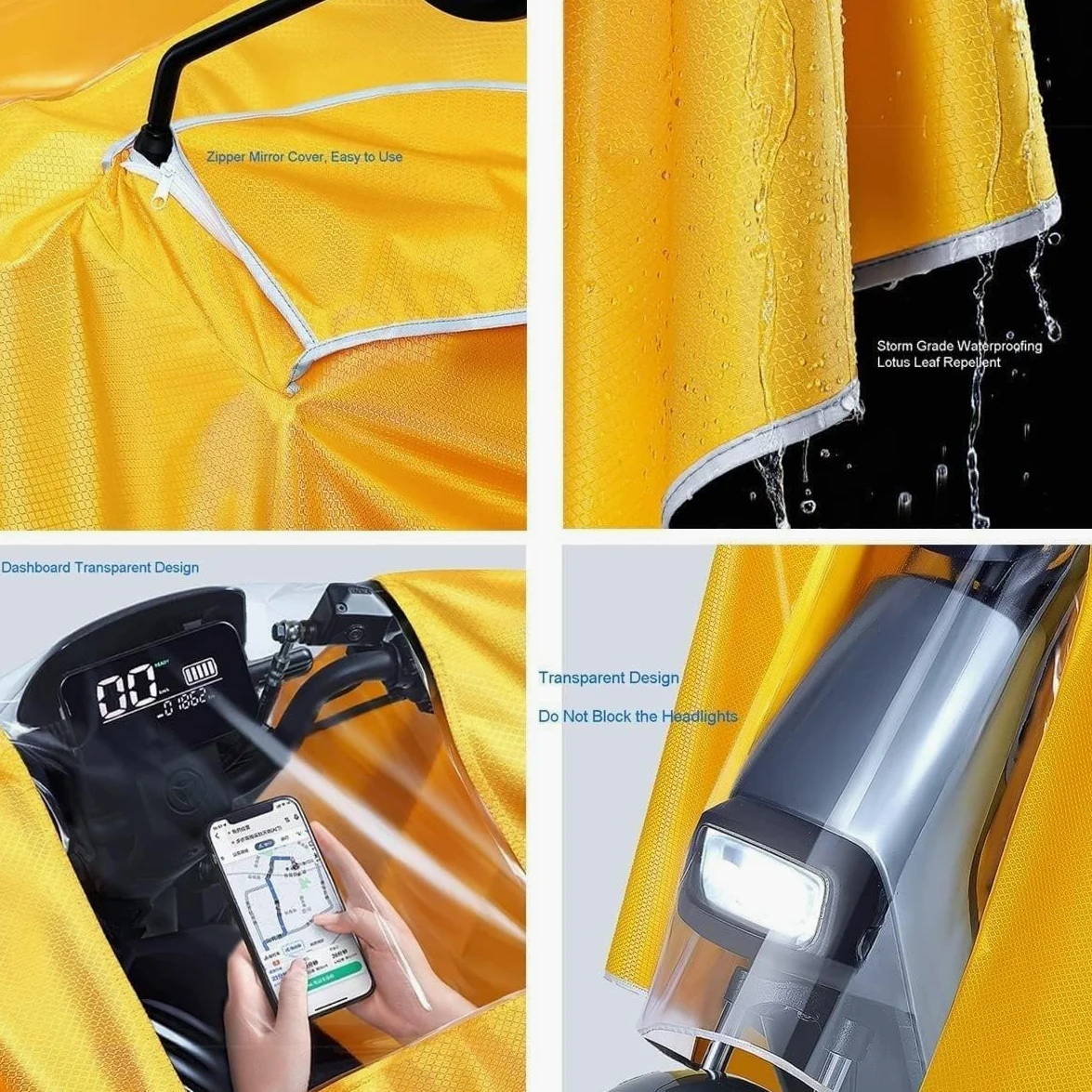 Poncho,Poncho de Lluvia,Cubierta de Lluvia con Capucha para Silla de Ruedas,Poncho de Bicicleta, Chubasquero de Ciclismo de Doble Uso Doble E Individual/Red/L