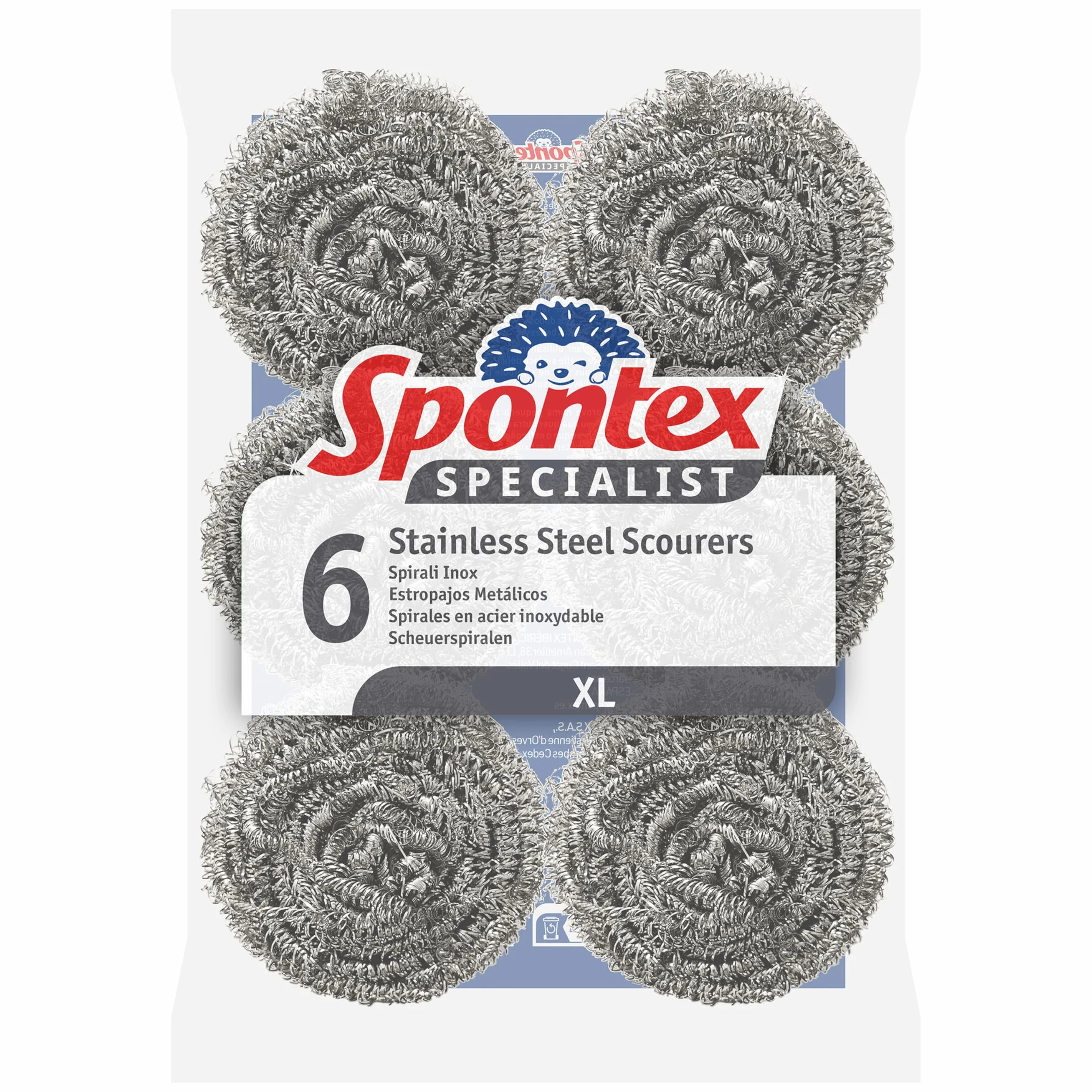 Spontex Specialist Estropajos de acero inoxidable XL Paquete de 6
