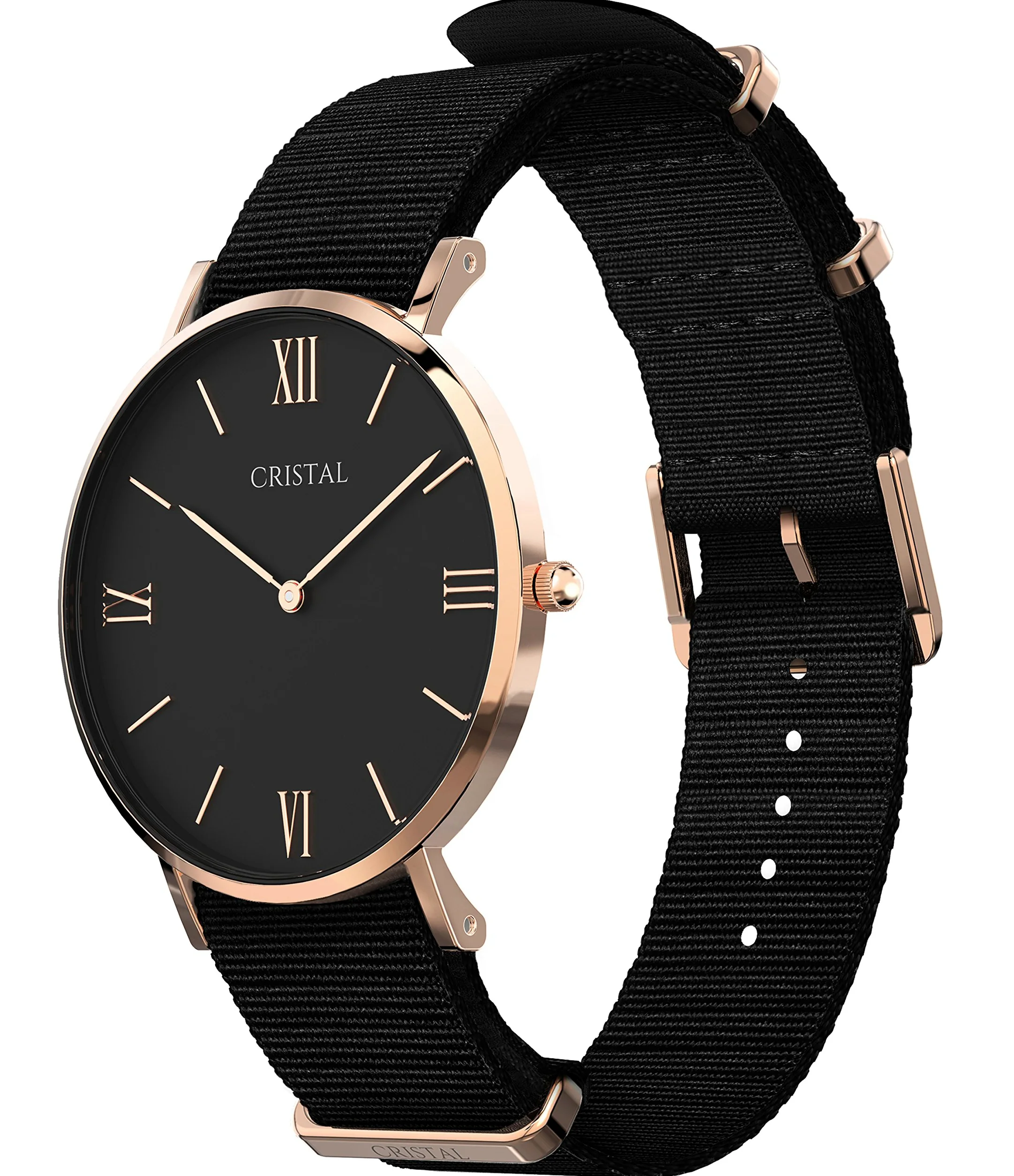 Cristal Reloj, oro rosa – Unisex – Pulsera de nailon