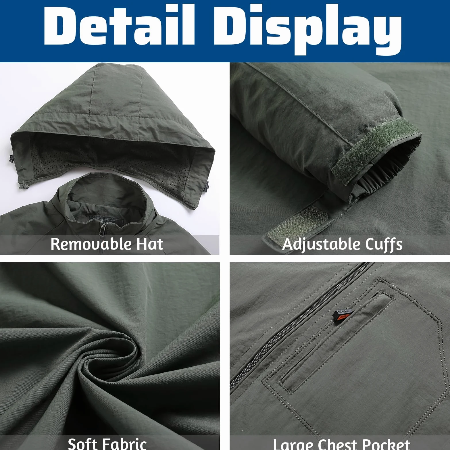 Chaqueta al Aire Libre para Hombres Chaqueta de senderismo Impermeable Ligeras chaqueta de entretiempo primavera otoñoCortavientos Cazadoras Deportiva Abrigo Antiviento Aire Libre softshell