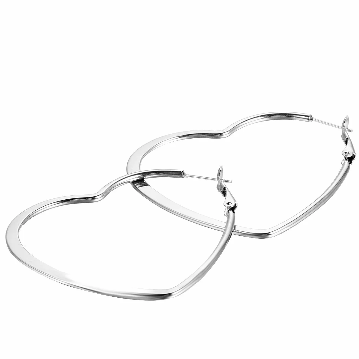 Jewelrywe Pendientes de la Virgen, de acero inoxidable, del amor del corazón dulce, plata 35/46/55MM (con bolsa de regalo)
