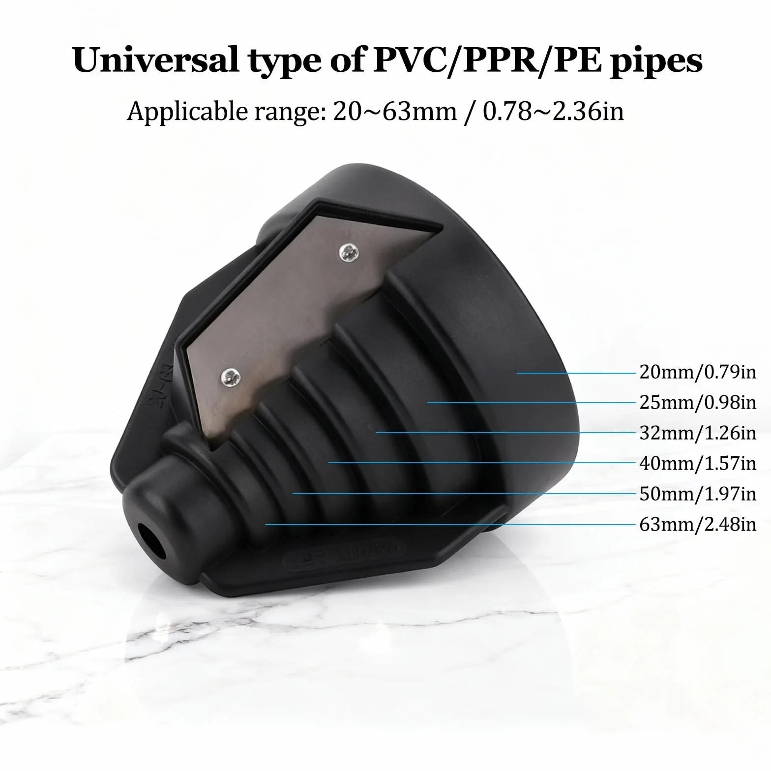 Herramienta de chaflán de tubería, Desbarbador Cónico para Tuberías de Plástico PVC y PE 20-63 mm