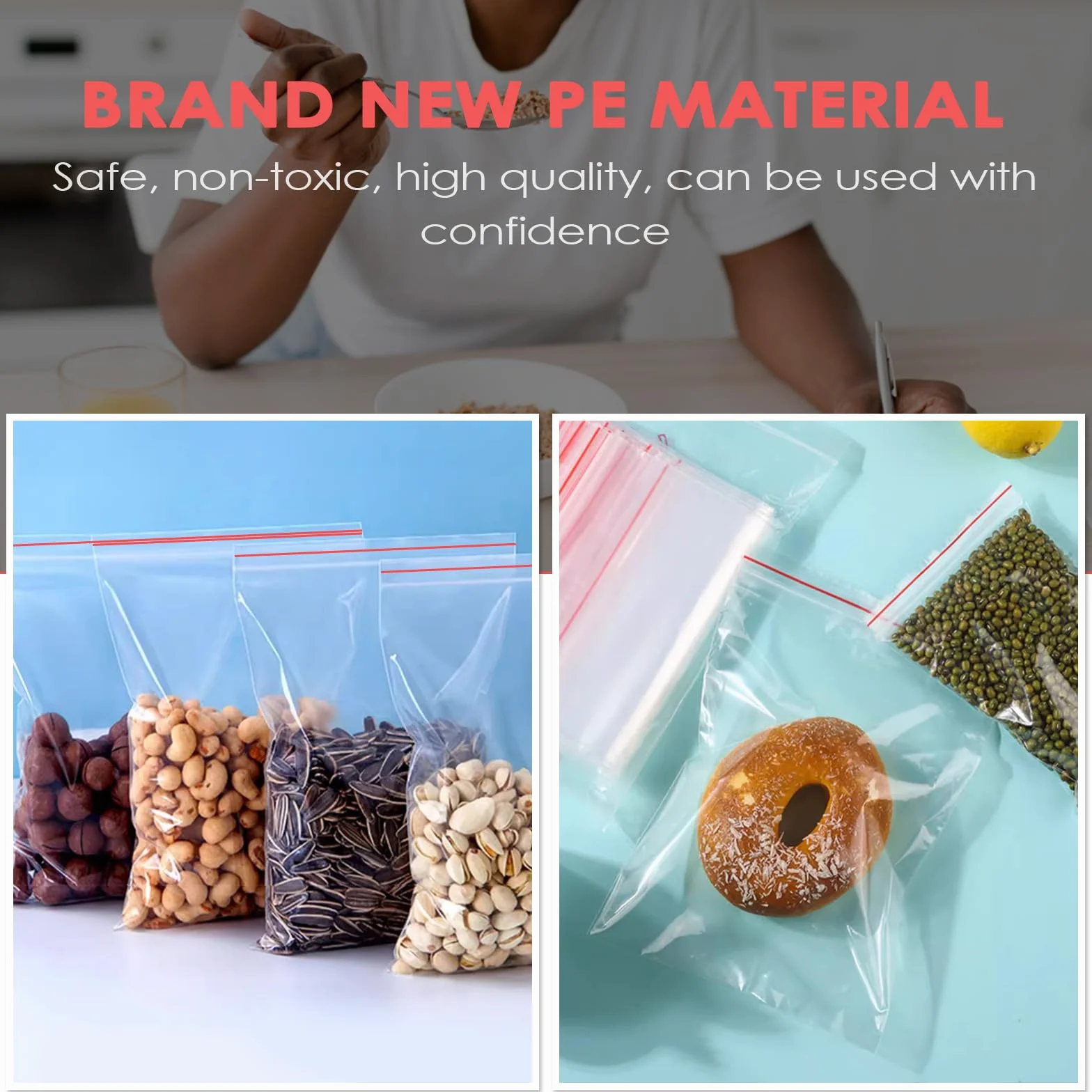 Bolsas Zip 600 Pcs 6 Tamaños Plástico Transparente Autocierre Herméticas Ziplock Bags Reutilizable Almacenamiento