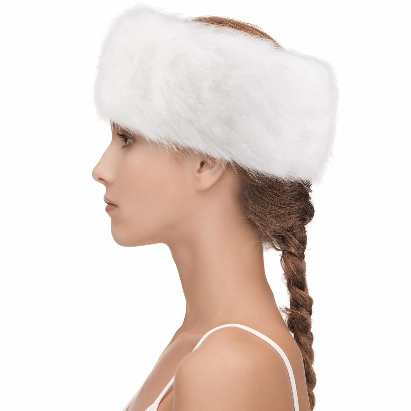 WLLHYF Diadema de piel sintética para mujer, calentador de orejas de invierno, gorro de esquí