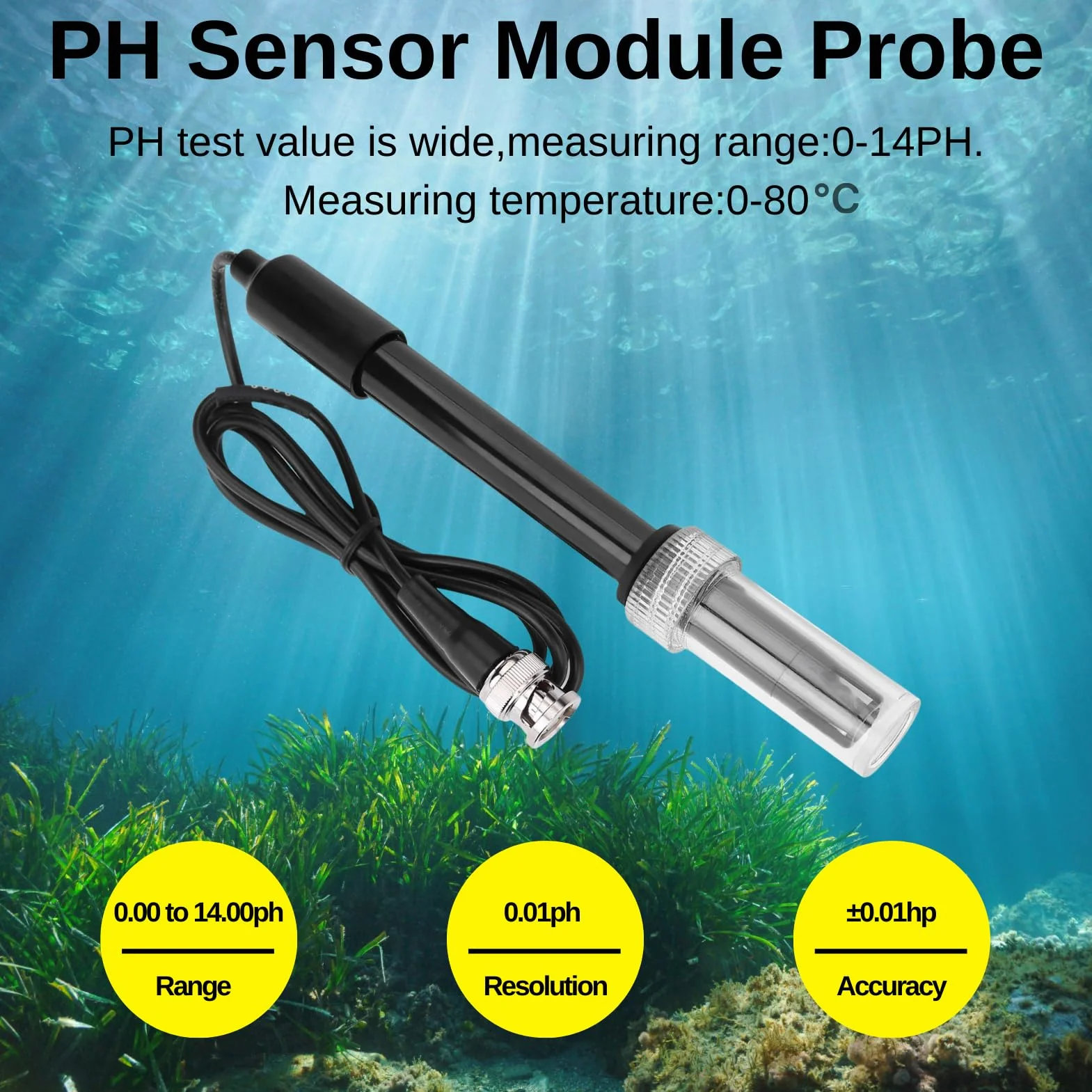 Jadeshay Sonda de pH para Piscina Medidor de pH 0-14 Alta Precisión