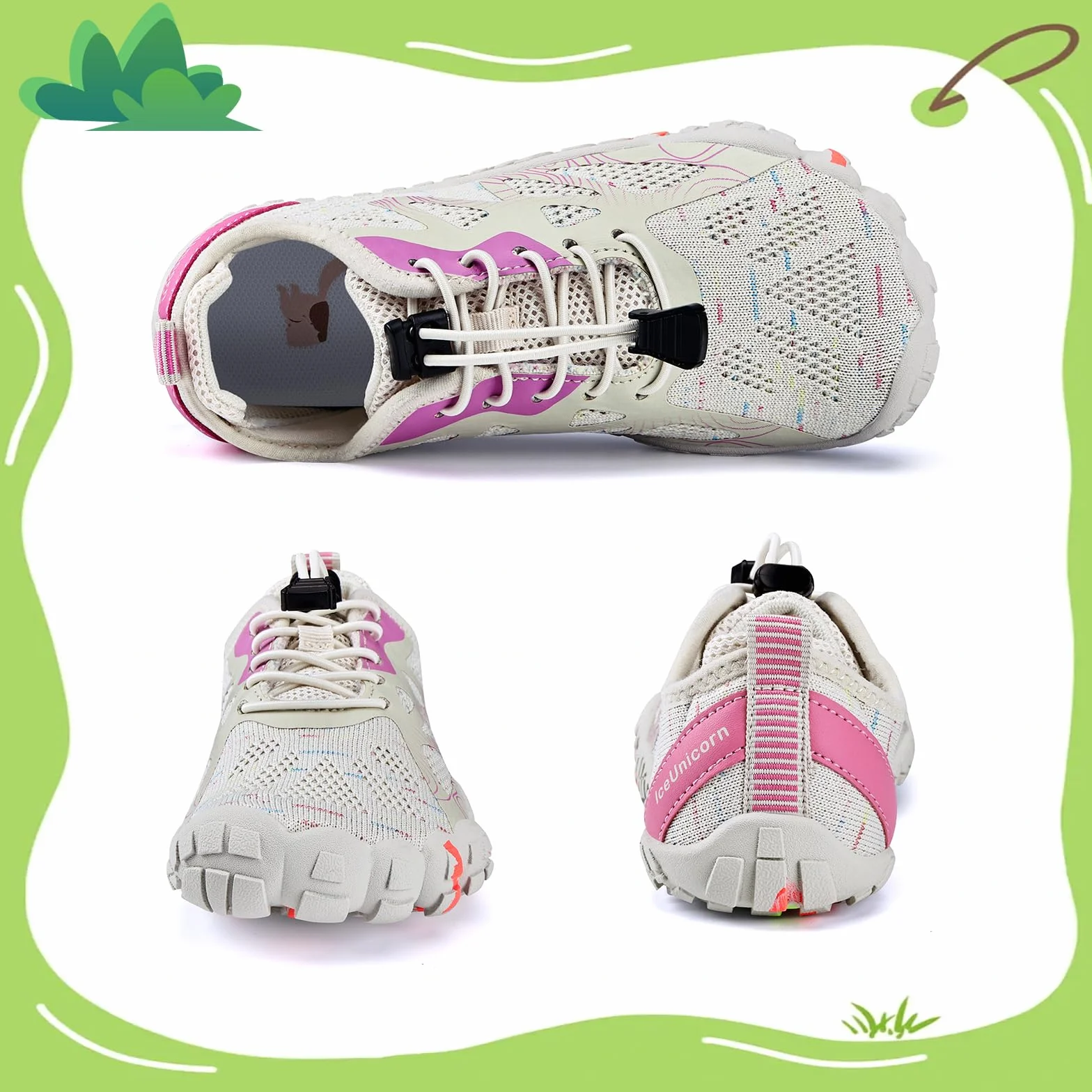 IceUnicorn Niños Barefoot Zapatillas Outdoor Trail Running Zapatillas Playa Niño Niña de Agua Escarpines Antideslizante