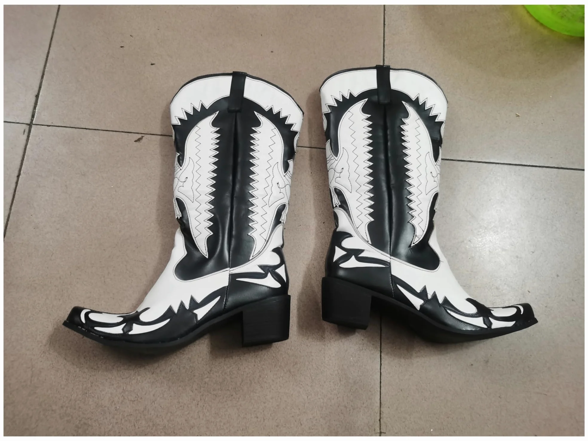 Botas Cowboy Botas de Hombre Vaquero Cuero Moda Motocicleta tacón Medio Casual