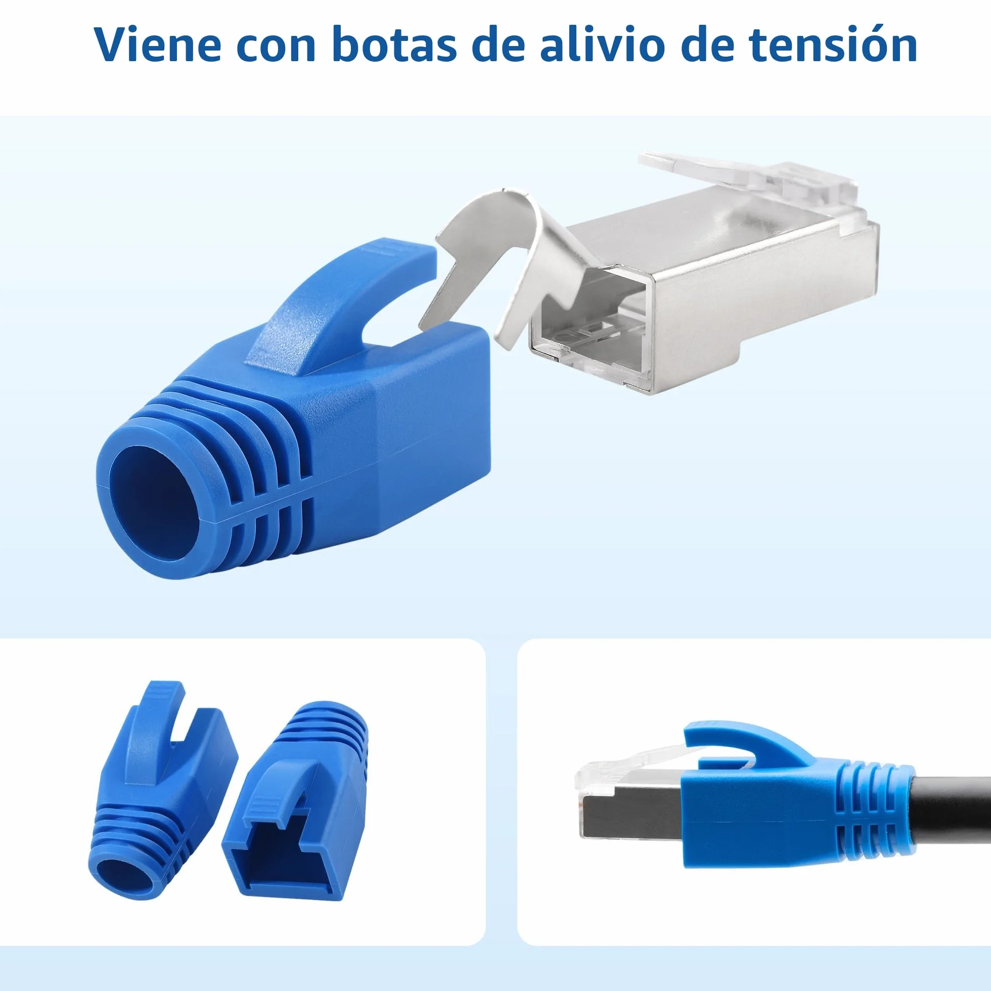 Cable Matters Pack de 20 Conectores Apantallados RJ45 Cat8 Cat7 Cat6 Pass-Through para Cable Ethernet Sólido o Trenzado