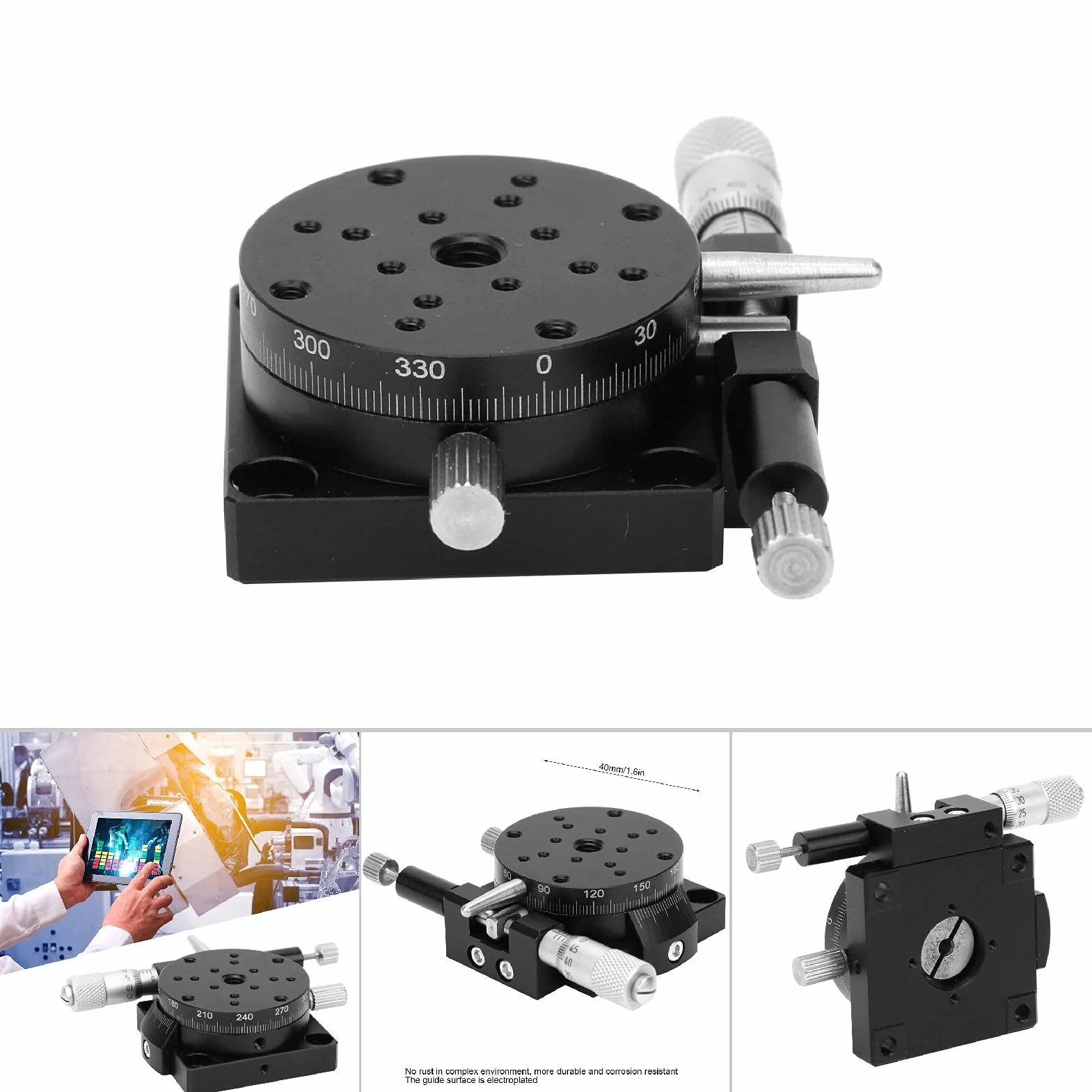 RSP40-L Mesa Deslizante Micrométrica Eje R Plataforma Recorte Deslizamiento Lineal Ajustable Manualmente Rodamientos Rodillos Cónicos