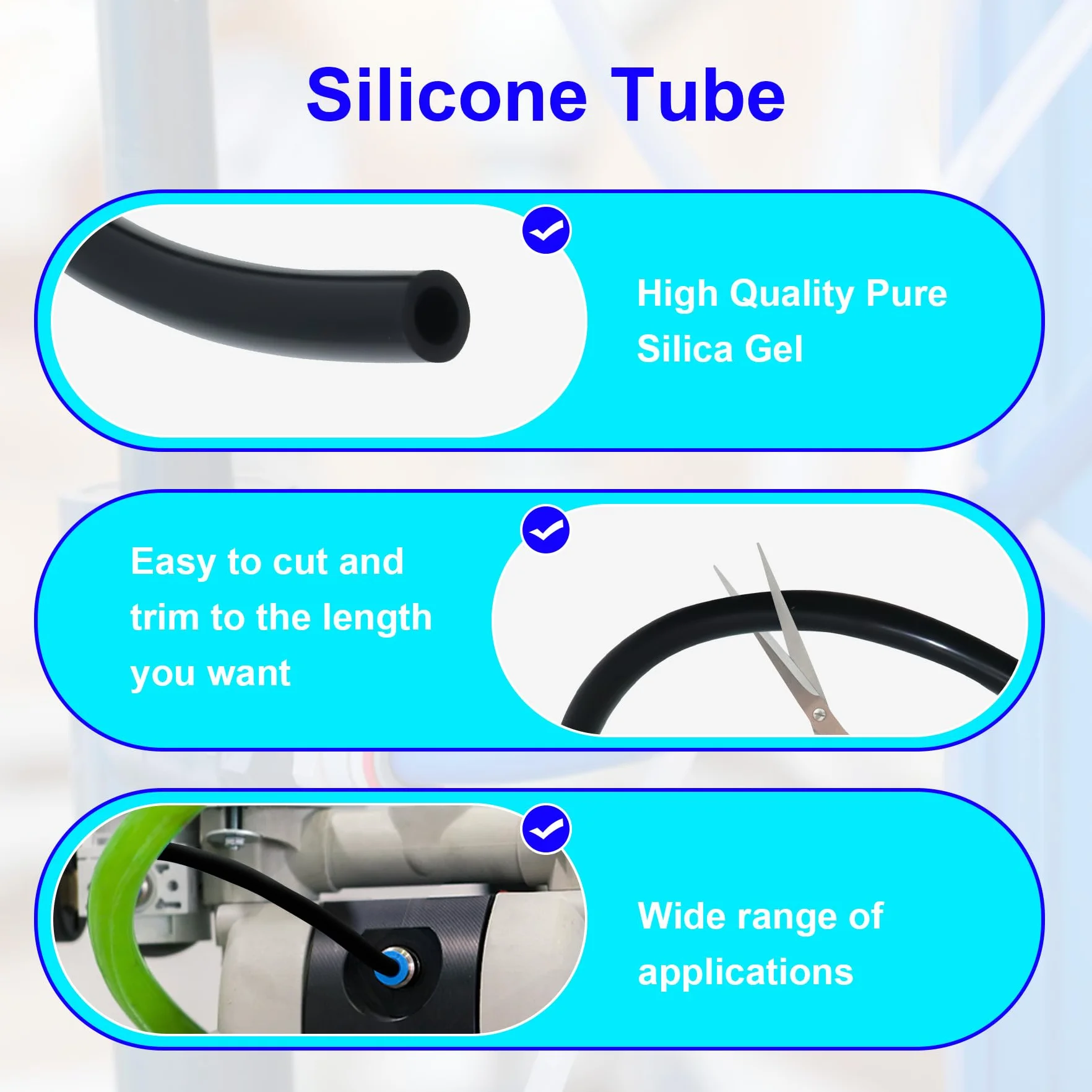Tubo de silicona flexible 6x10 mm 4,5 m manguera para acuario aire color negro
