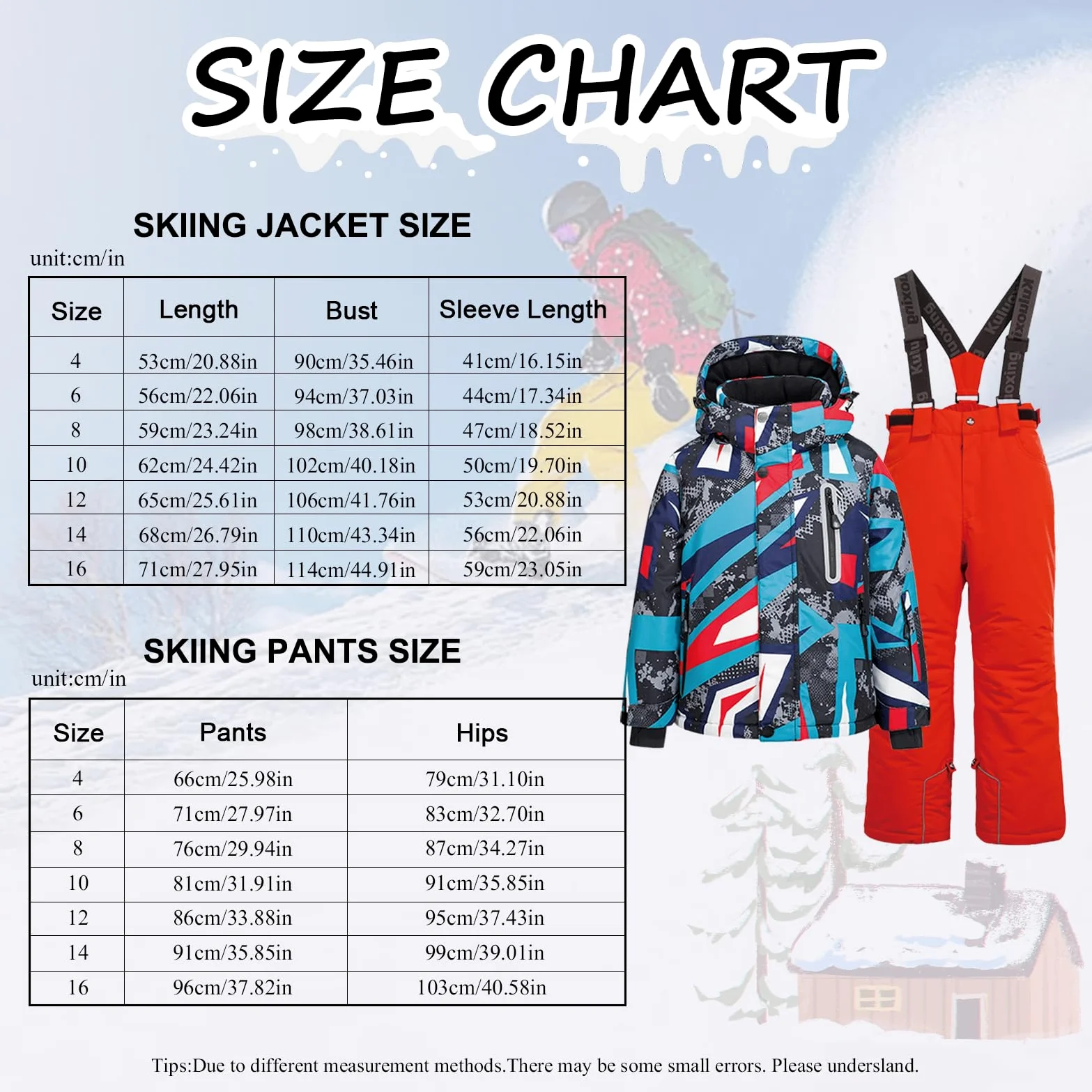 Conjunto de traje de esquí infantil de 2 piezas con capucha, traje de nieve impermeable a prueba de viento para niños y niñas, chaqueta de esquí cálida y pantalones de esquí, geométricos +