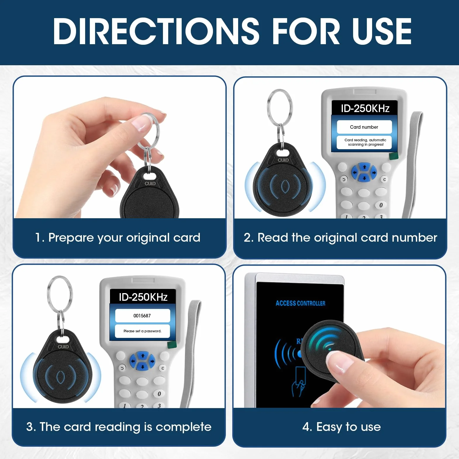 Llaveros RFID 13.56MHz CUID UID Modificable Tarjetas Transpondedor Control de Acceso Negro Paquete de 5