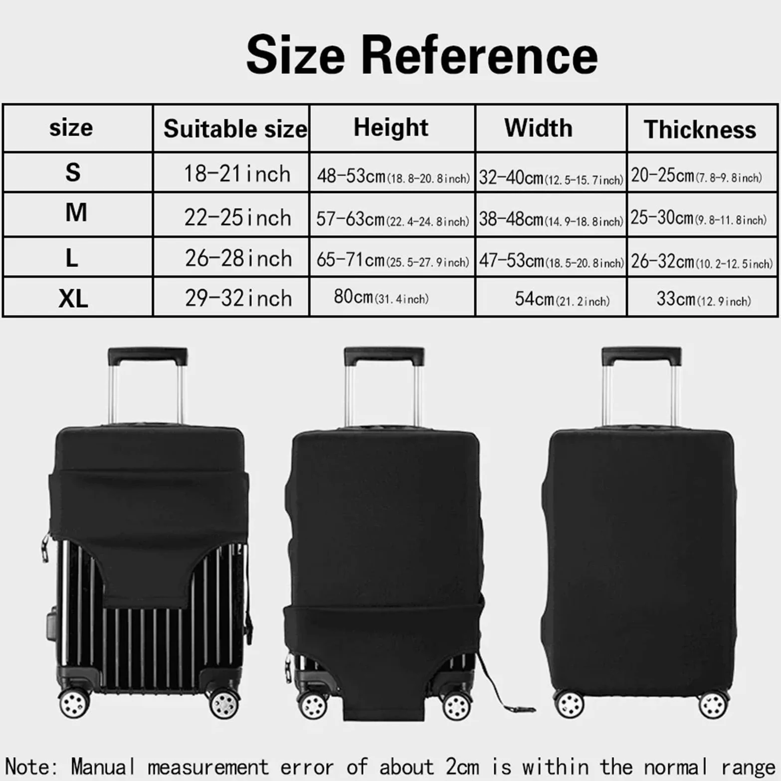 Fundas Protectoras for Maletas de Viaje, Protector Equipaje elástico Grueso for 18 "-28", Funda Bolsa con Letras Doradas Impresas, 2 uds(Black D,M)